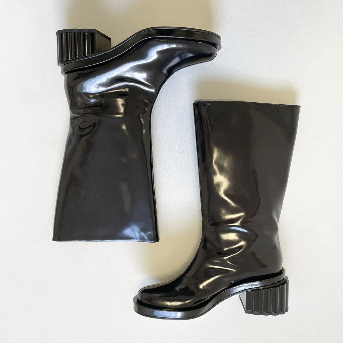 Simone Rocha Black Leather ‘Lacquered Heel’ Boots Size US 9 / IT 39 - 1 Thumbnail