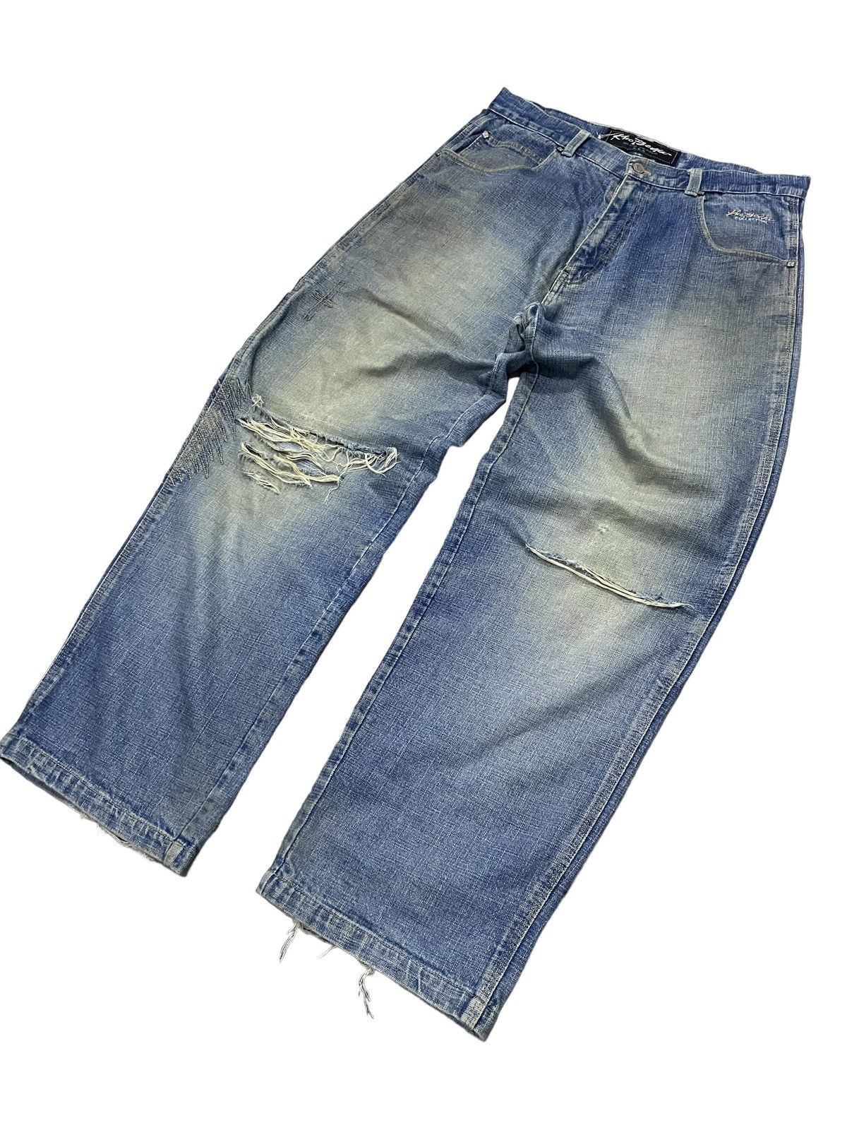 JNCO × Rap Tees KnoBetta Massive Baggy Distressed Y2K Rap Jeans Size US 34 / EU 50 - 8 Thumbnail