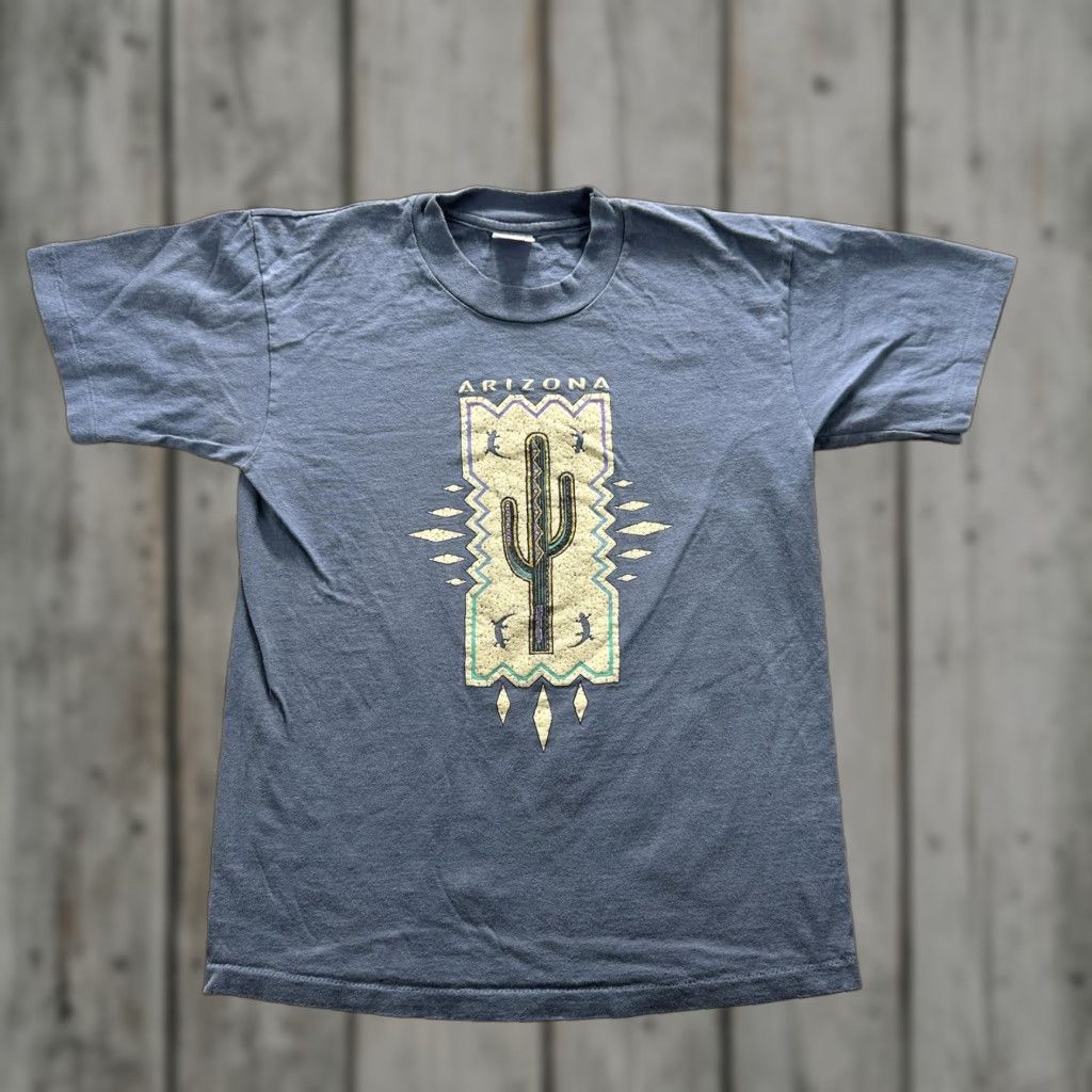 Anvil VINTAGE Arizona Shirt Mens Medium Blue Cactus Desert Southwest Graphic 90s Shirt Mens Accessories? Size US M / EU 48-50 / 2 - 1 Thumbnail