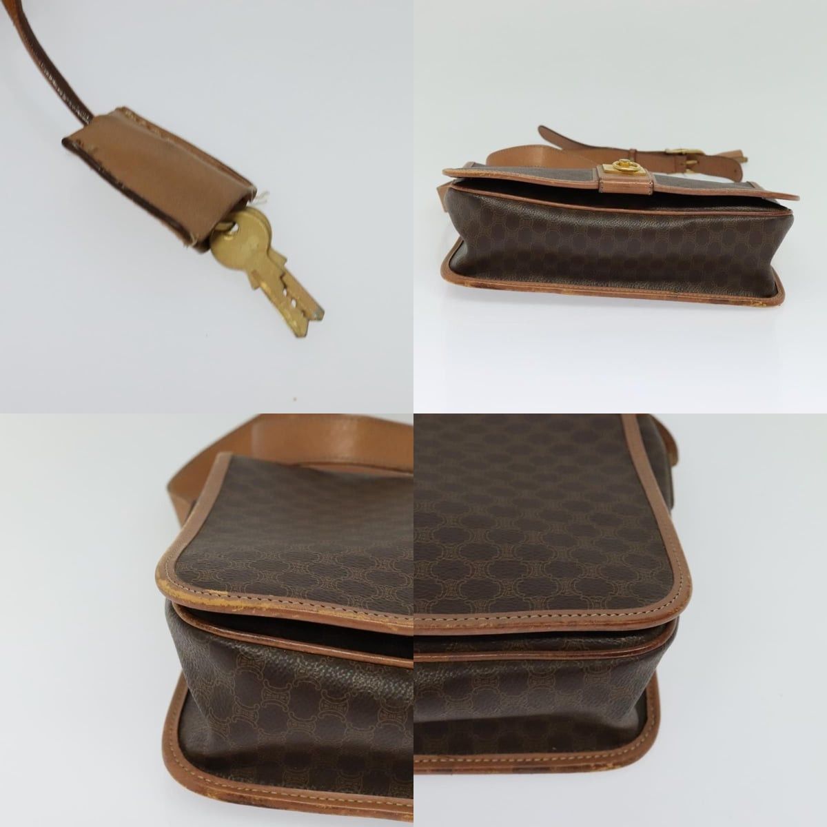 Celine CELINE Macadam Canvas Shoulder Bag Pvc Leather Brown Gold Size ONE SIZE - 10 Thumbnail