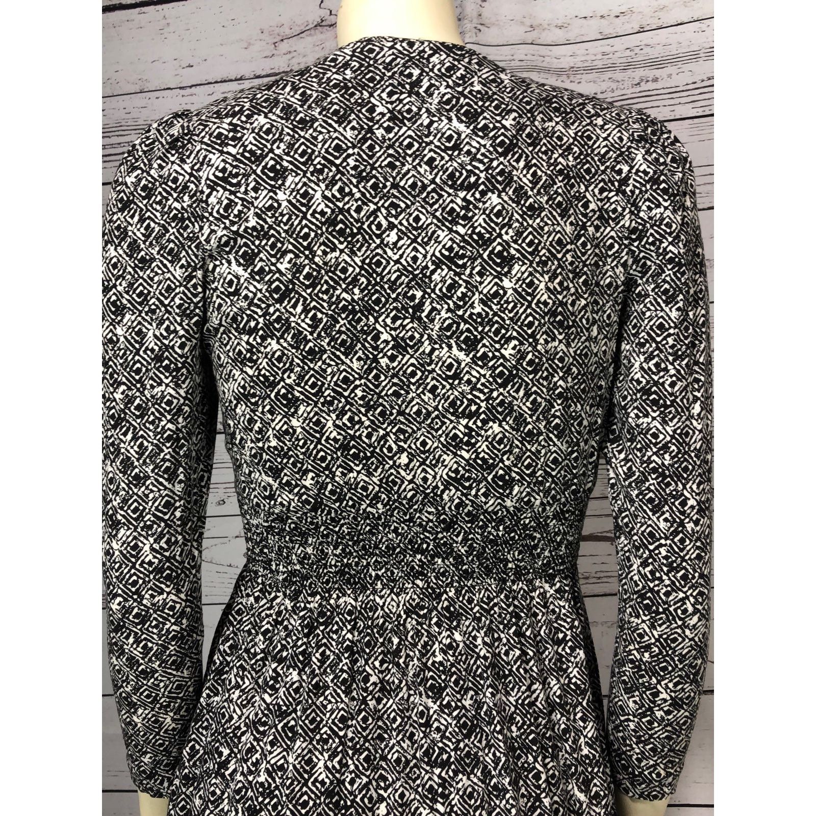 Vintage VTG Karin Stevens black & white patterned pleated dress 4 p Size S / US 4 / IT 40 - 10 Thumbnail