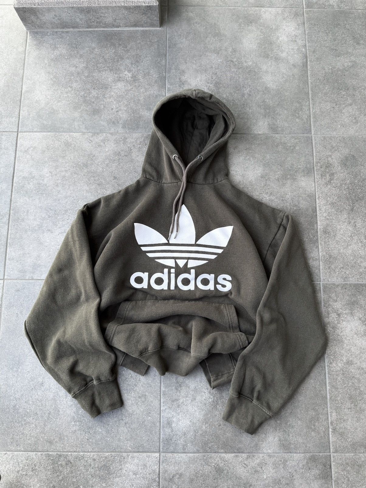 Adidas Vintage Adidas Hoodie 00s Y2K Khaki Avantgarde Size US L / EU 52-54 / 3 - 3 Thumbnail