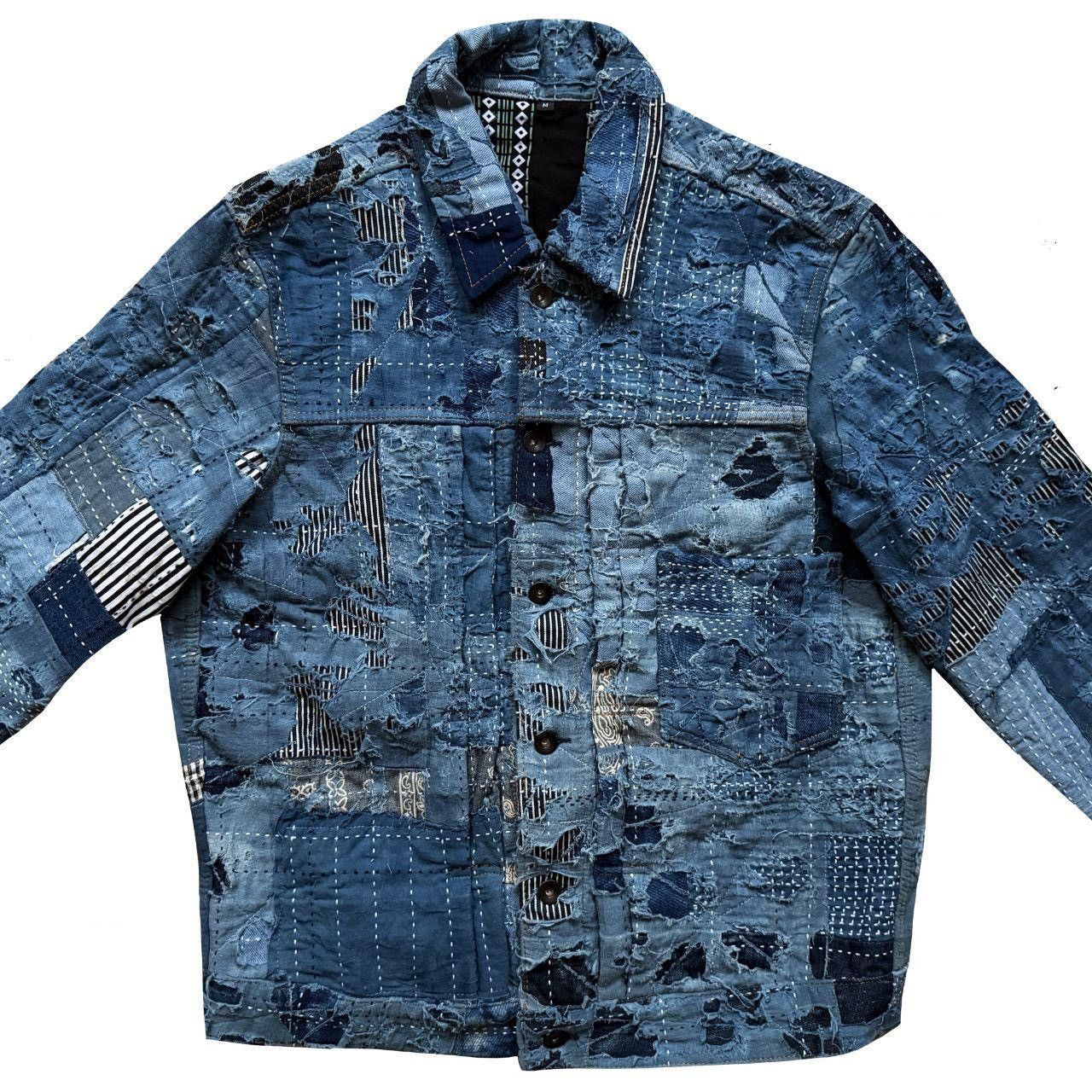 Kapital Indigo Boro Sashiko Denim Jacket Size US M / EU 48-50 / 2 - 4 Thumbnail