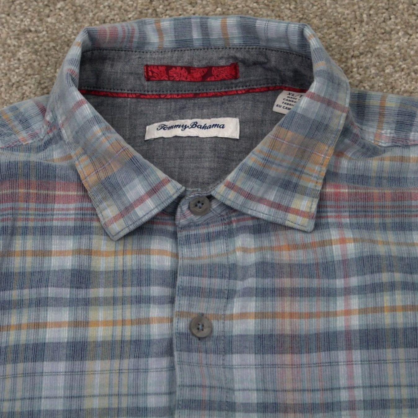 Tommy Bahama Tommy Bahama Shirt Mens XL Blue Madras Textured Cotton Long Sleeve Button Up Size US XL / EU 56 / 4 - 7 Thumbnail