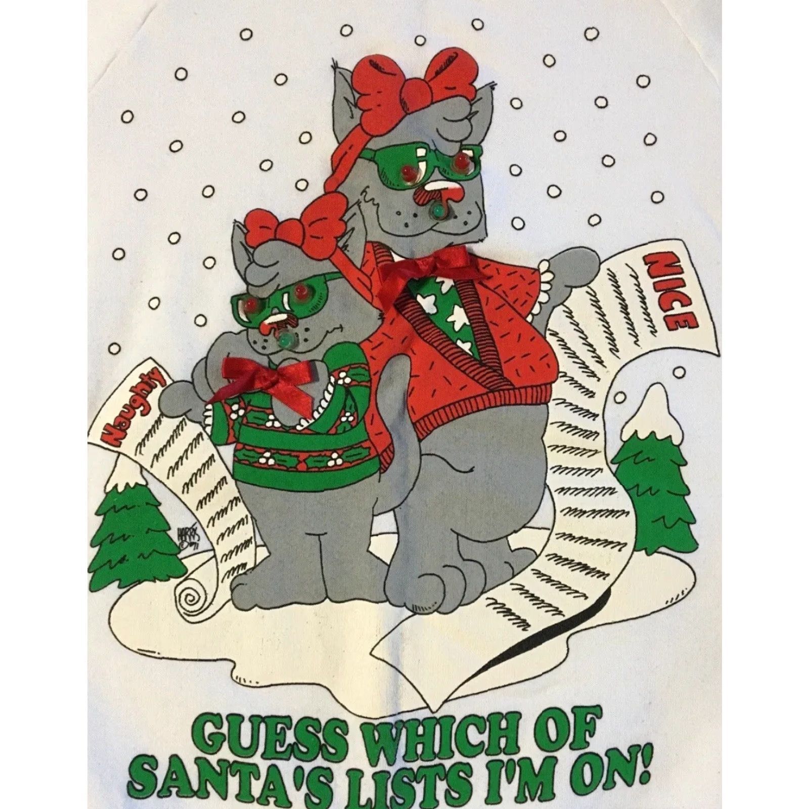 Vintage VINTAGE 90s Christmas Cats Faded Naughty List Sweatshirt Hoodie Men S White Cat Santa Grunge Art Cartoon Funny USA USA Size US S / EU 44-46 / 1 - 3 Thumbnail