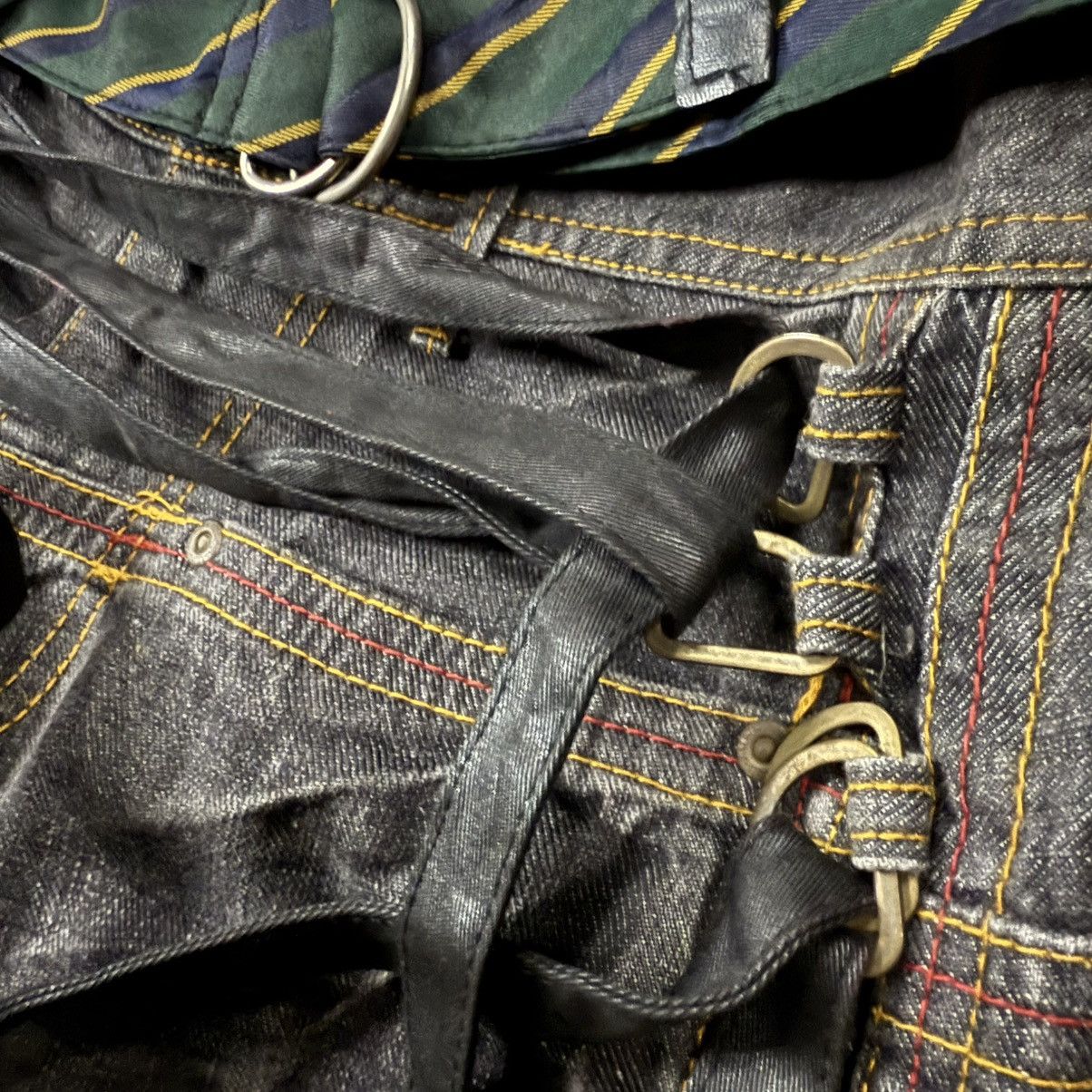 If Six Was Nine 🔥🔥🇯🇵 Vintage 90s Japanese LGB Bondage Strap Lace Denim Size US 31 - 4 Thumbnail