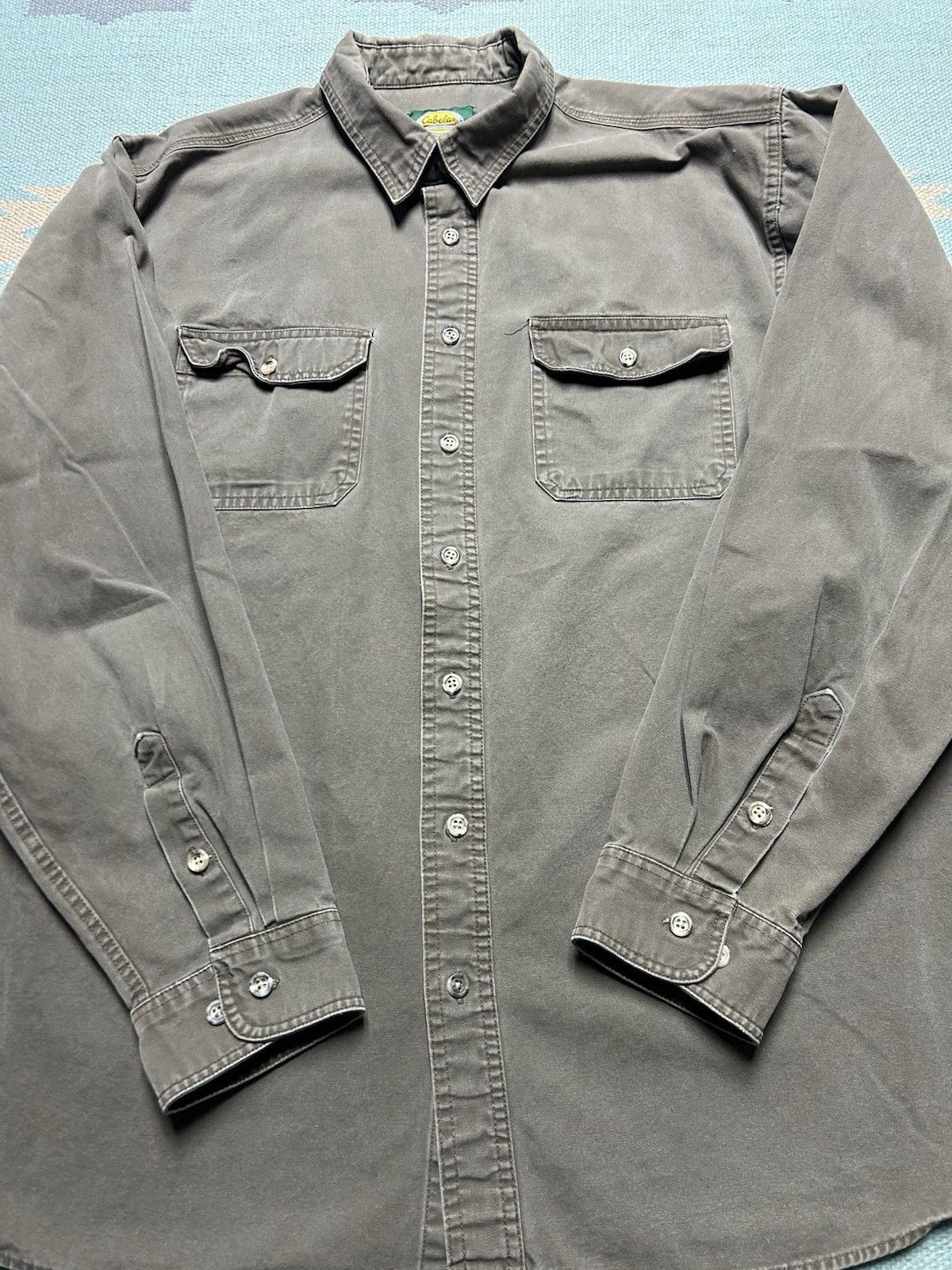 Vintage Vintage cabelas button shirt canvas cotton tan brown XL tall Size US XL / EU 56 / 4 - 2 Thumbnail