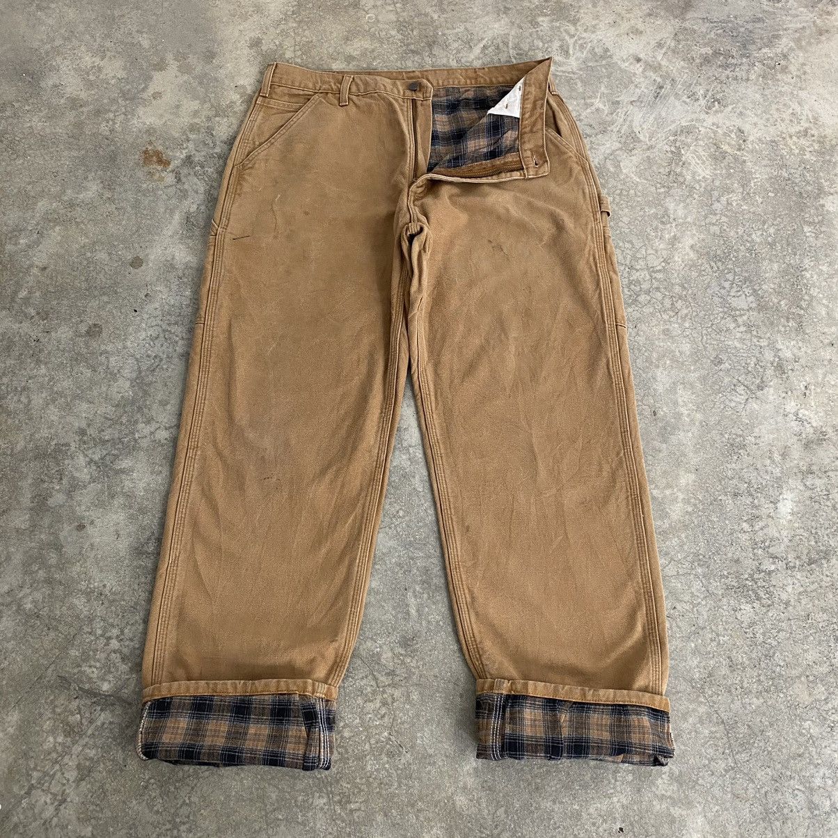 Carhartt Vintage Carhartt Blanket Lined Tan Carpenter Work Pants Size US 35 - 3 Thumbnail