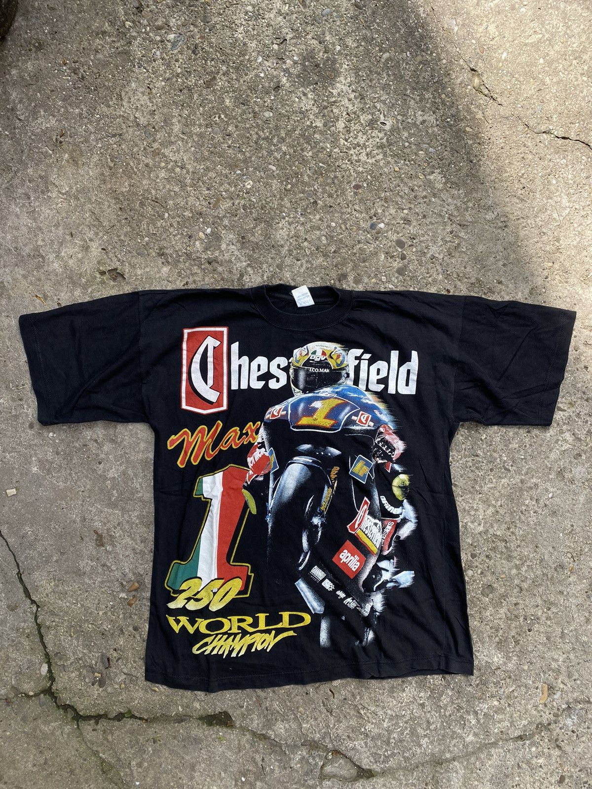 Vintage 90s Overprinted Chesterfield Dainese Moto T-Shirt