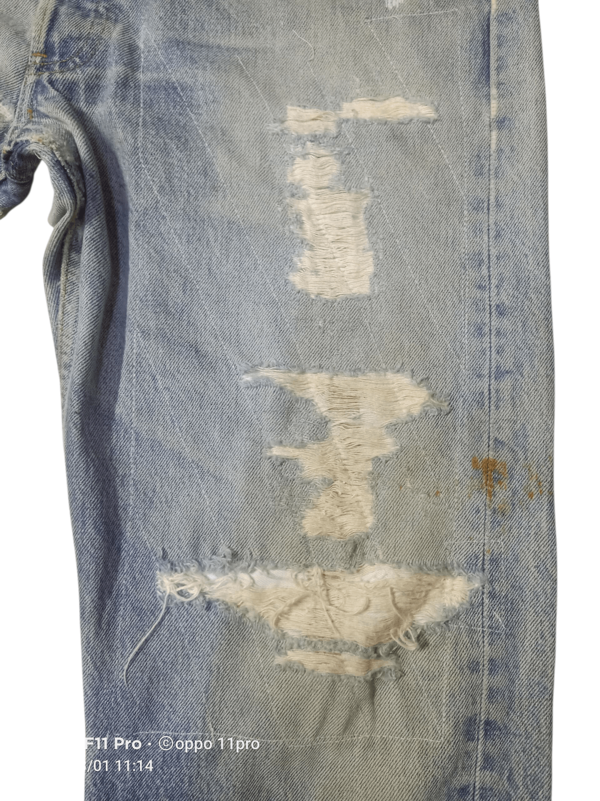 Levi's Vintage Clothing 💥 Vintage Levis 501( R ) Distressdenim PatchWork 💥 Size US 35 - 10 Thumbnail
