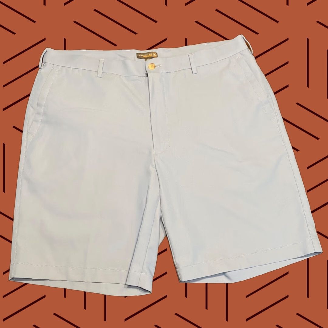 Peter Millar Peter Millar Crown Sport Shorts Mens 36 Light Blue 8" Chino Khaki Casual Pockets 5-Pocket Design Regular Straight Men Mens Size US 36 / EU 52 - 1 Thumbnail