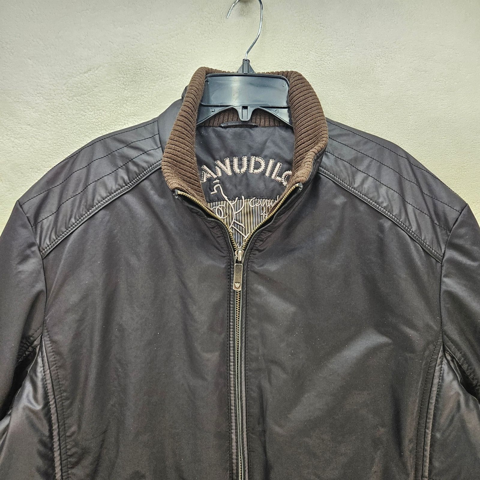 Other CANUDILLO MEN'S LARGE BIKER STYLE COLLAR JACKET DK BROWN Size US L / EU 52-54 / 3 - 2 Thumbnail