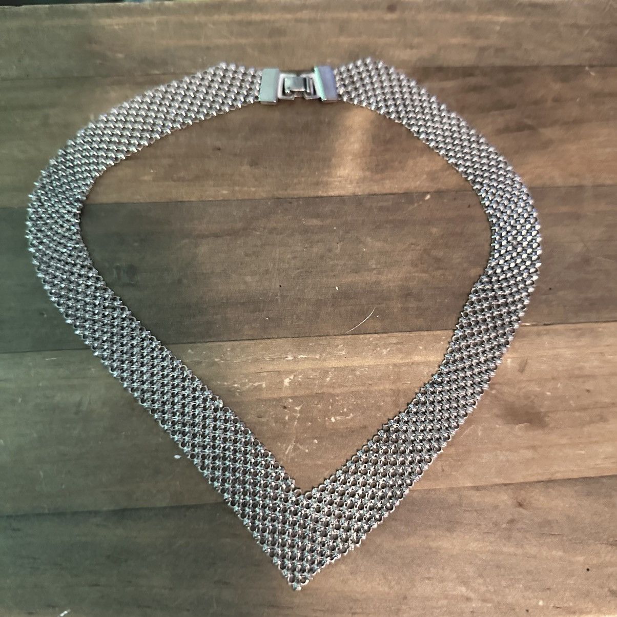 Vintage Vintage silver mesh V necklace Size ONE SIZE - 3 Thumbnail
