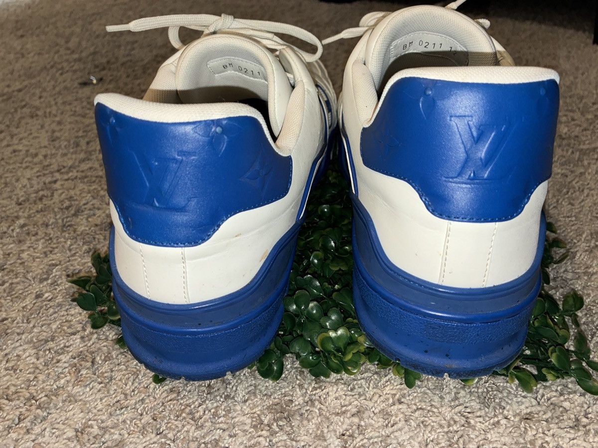 Louis Vuitton 2021 Louis Vuitton Trainer Low 'Signature - White Blue' Size US 13 / EU 46 - 4 Thumbnail