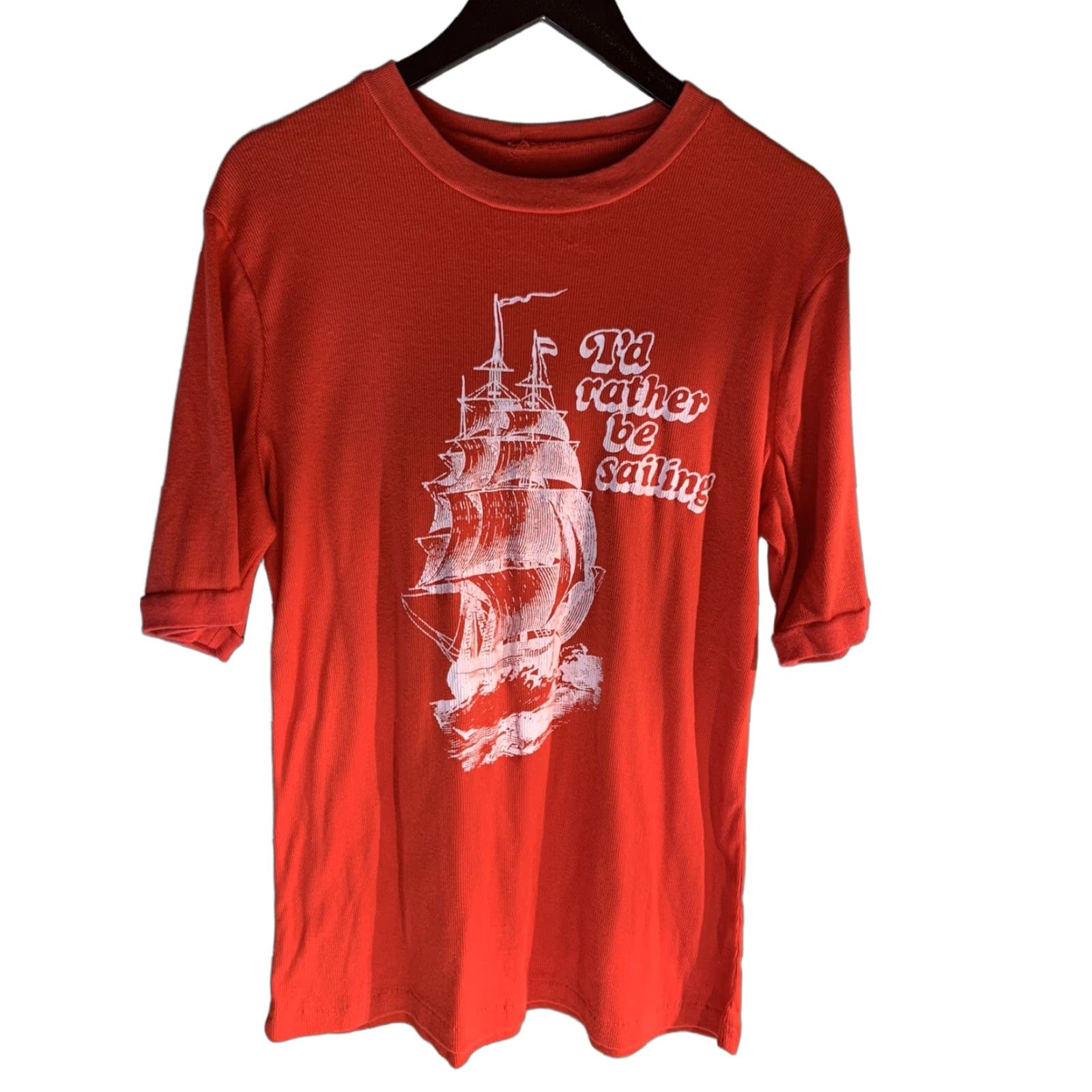 Vintage VINTAGE 50s 60s T-Shirt id rather be sailing boat ocean red XL Men Size US XL / EU 56 / 4 - 1 Thumbnail