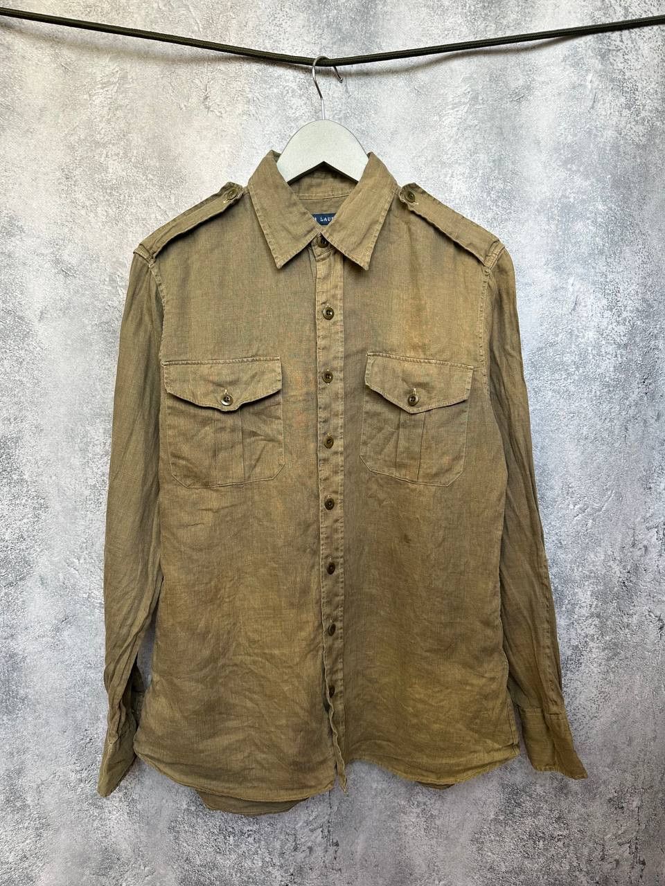 Ralph Lauren Ralph Lauren 100% Linen Vintage Military Sunfaded Shirt LS Size M / US 6-8 / IT 42-44 - 2 Thumbnail