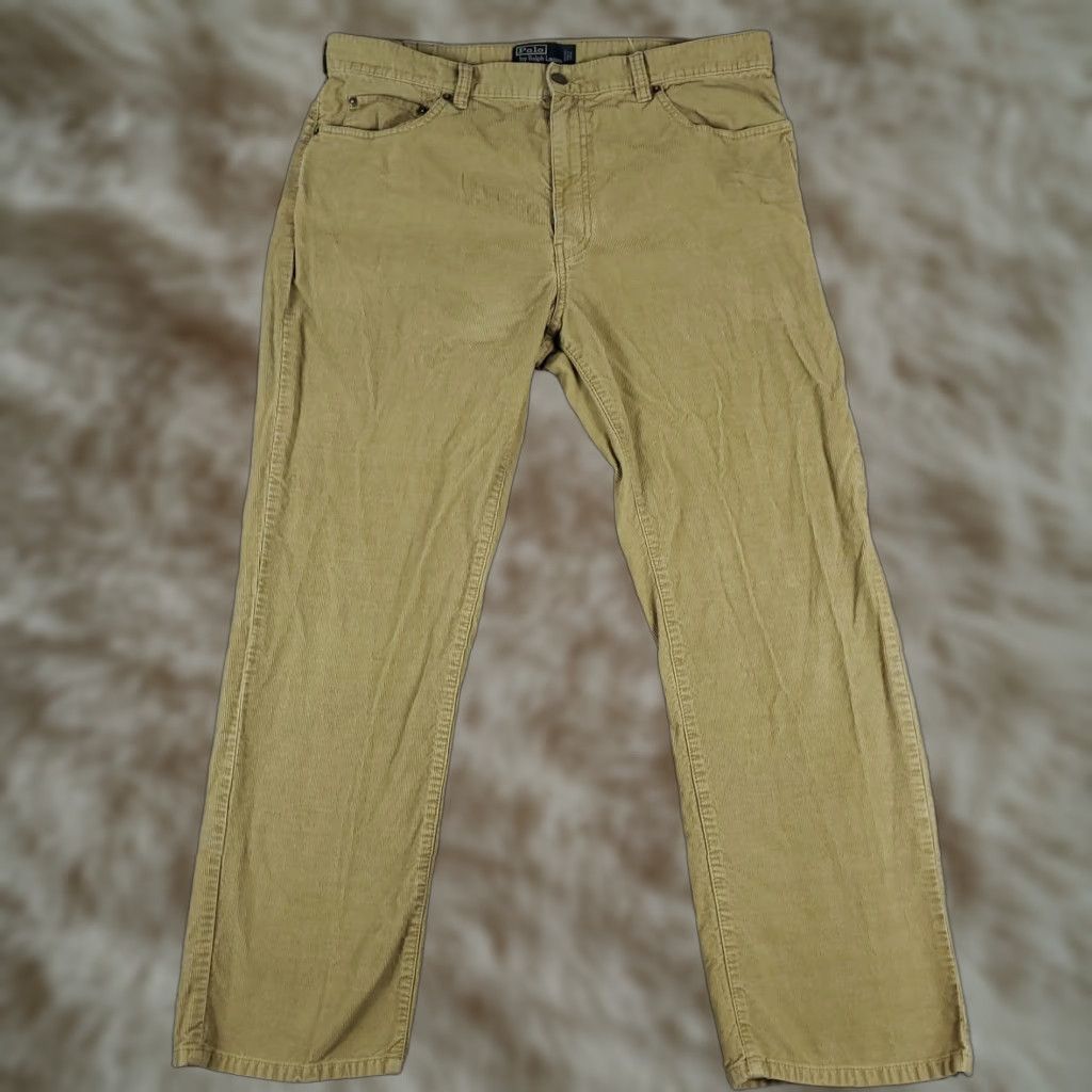 Polo Ralph Lauren VINTAGE Ralph Lauren Jeans Men 38x30 Corduroy Five Pocket Casual Khaki Beige Classic Size US M / EU 48-50 / 2 - 1 Thumbnail