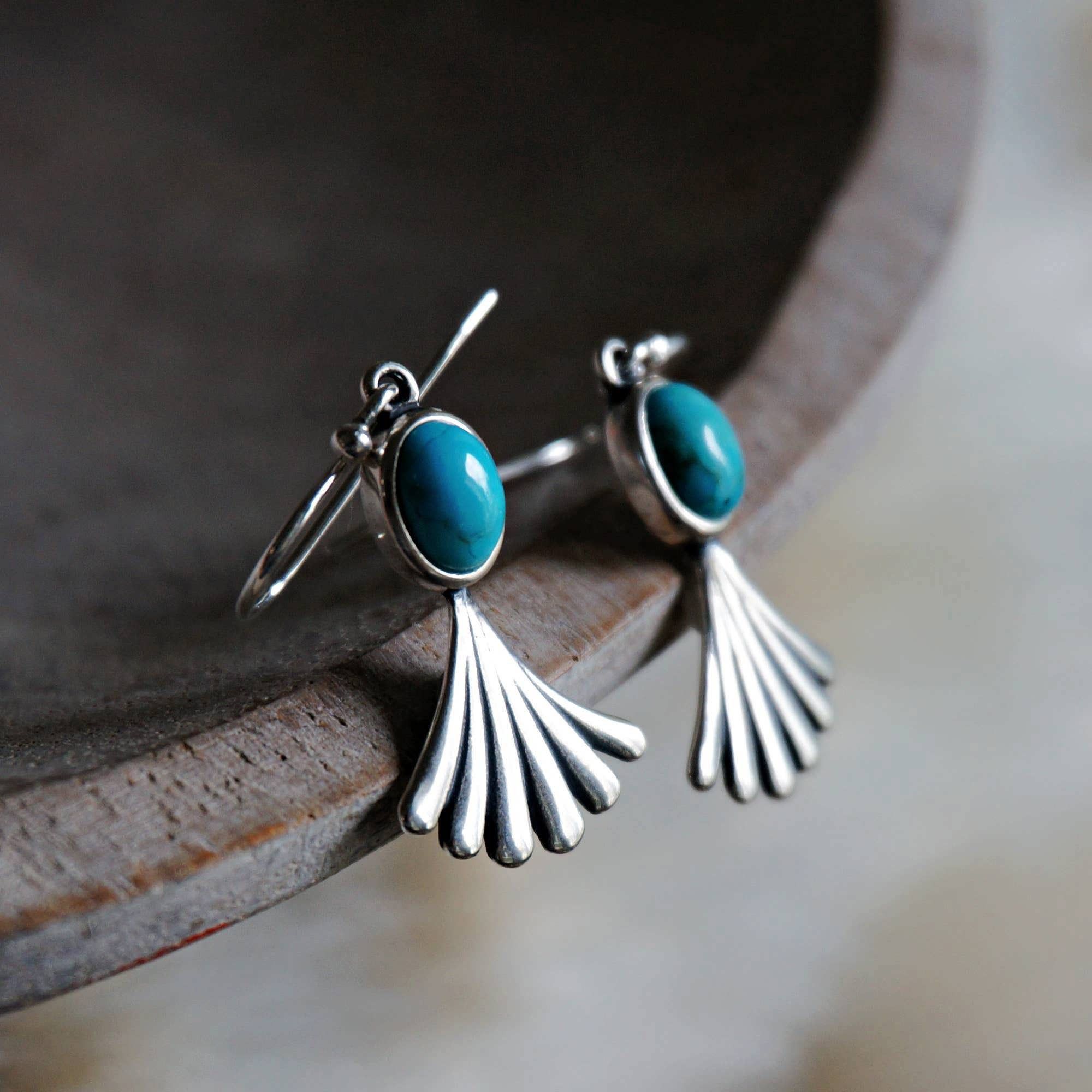 Other Navajo Prayer Turquoise Dangle Earrings in Sterling Silver, Size ONE SIZE - 7 Thumbnail