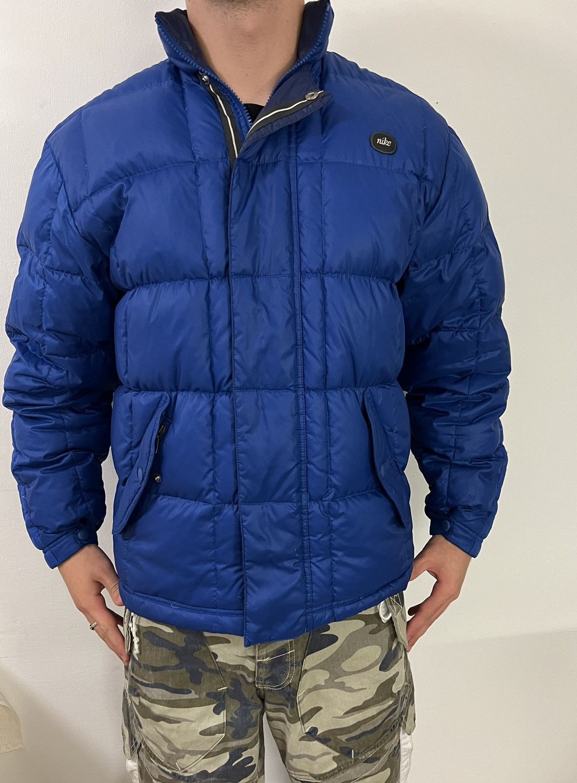 Nike × Vintage Nike vintage puffer jacket y2k style drill blue 90s Size US M / EU 48-50 / 2 - 1 Thumbnail