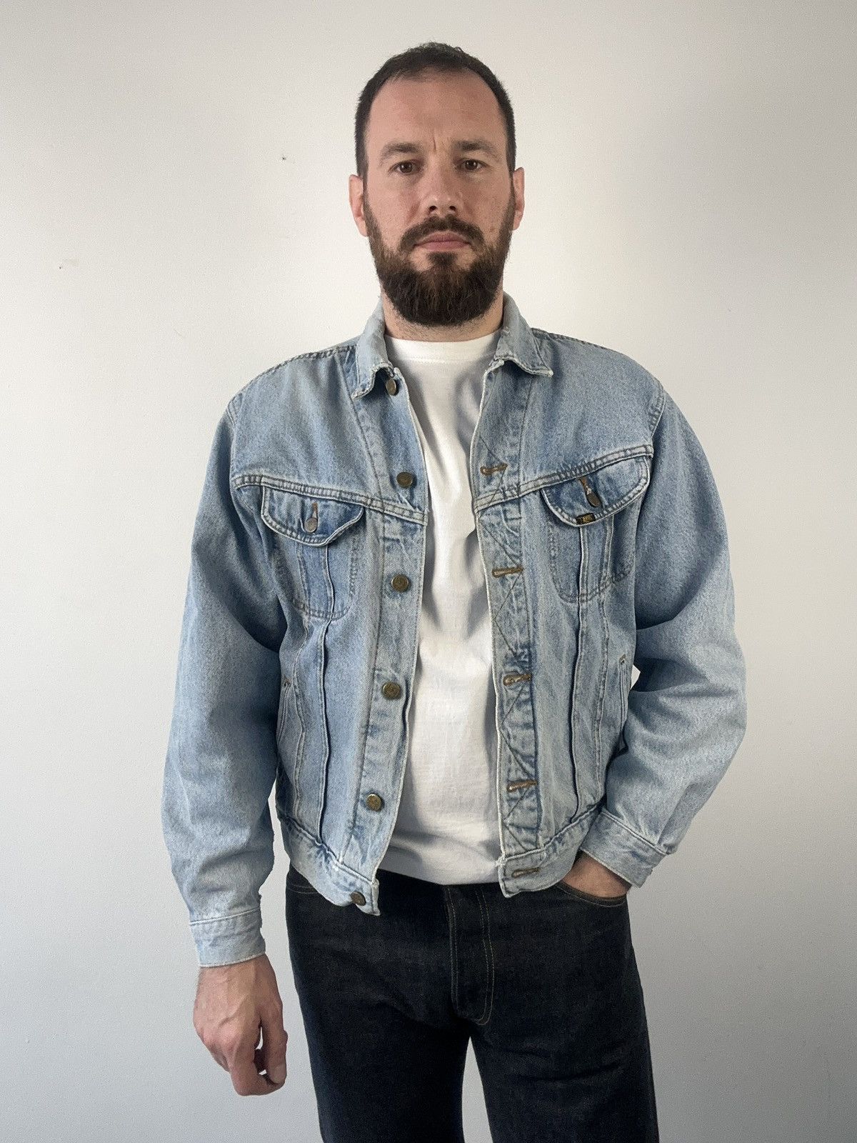 Lee Lee Rider Denim Jacket Size L Light Wash Acid Washed Trucker Size US L / EU 52-54 / 3 - 2 Thumbnail