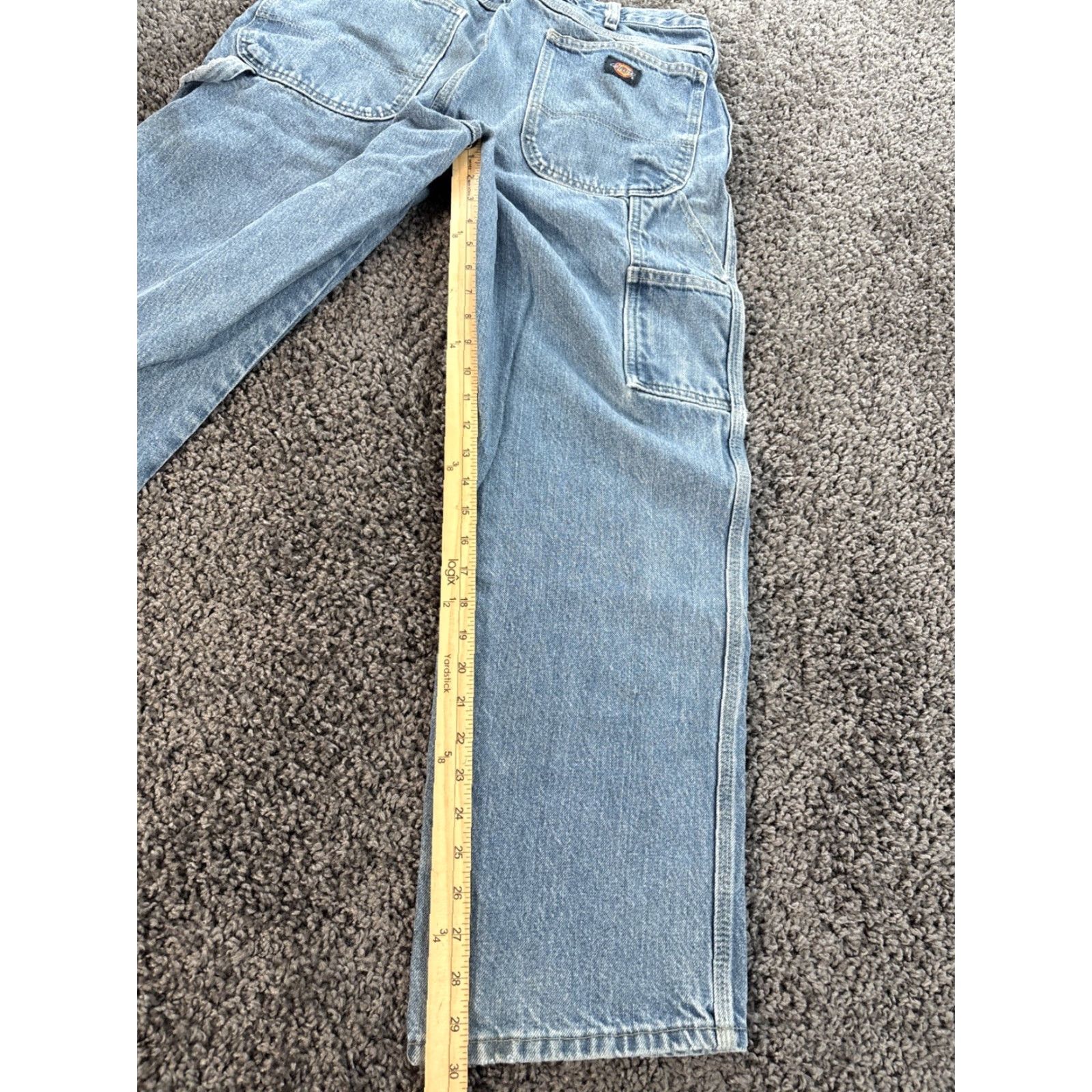 Dickies VINTAGE Dickies Carpenter Pants 34x30 Blue Distressed Jeans Workwear 90s Skater Grunge Hip Hop Retro City Skateboard Dickies Carpenter Pants Mens Size US 34 / EU 50 - 2 Thumbnail
