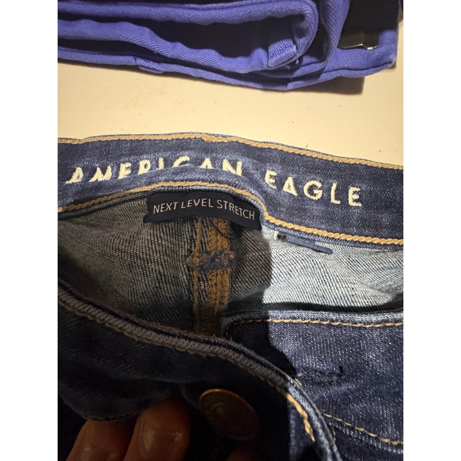 American Eagle Outfitters American Eagle Women’s Slim Straight Jeans Size 14 Dark Wash Size 36" / US 14 / IT 50 - 4 Thumbnail