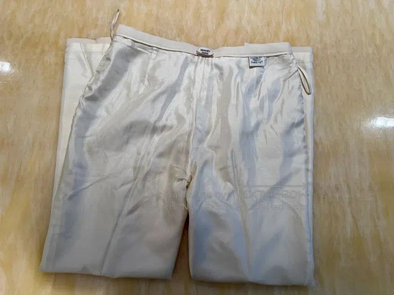 Hermes Hermes Off-white women's trousers, 100% linen, lining 100% Size 25" / US 0 / IT 36 - 3 Thumbnail