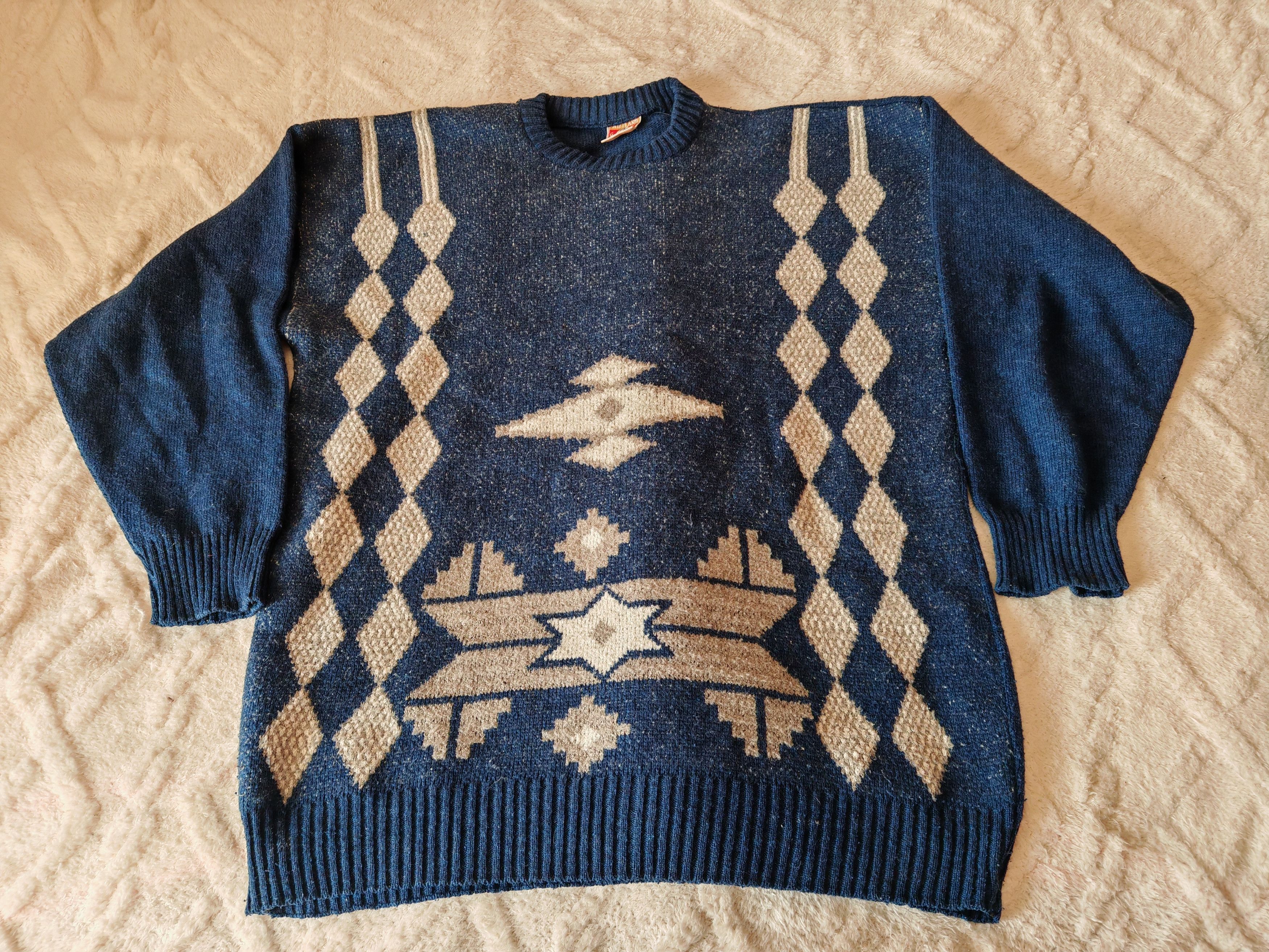 Vintage Vintage Shetland 80s 90s Cable Knit Pullover Oversize Size US L / EU 52-54 / 3 - 1 Thumbnail