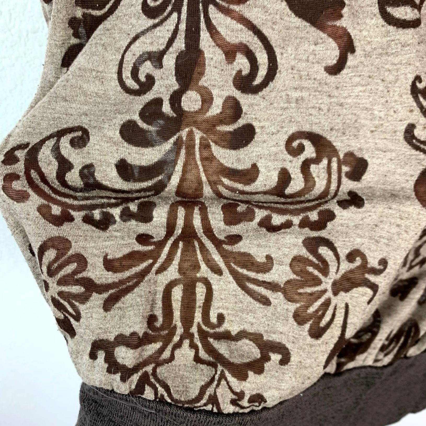 Vintage Y2K Daytrip Damask Cowl Neck Top Womens S Brown Short Sleeve Shirt Twilight Size S / US 4 / IT 40 - 4 Thumbnail