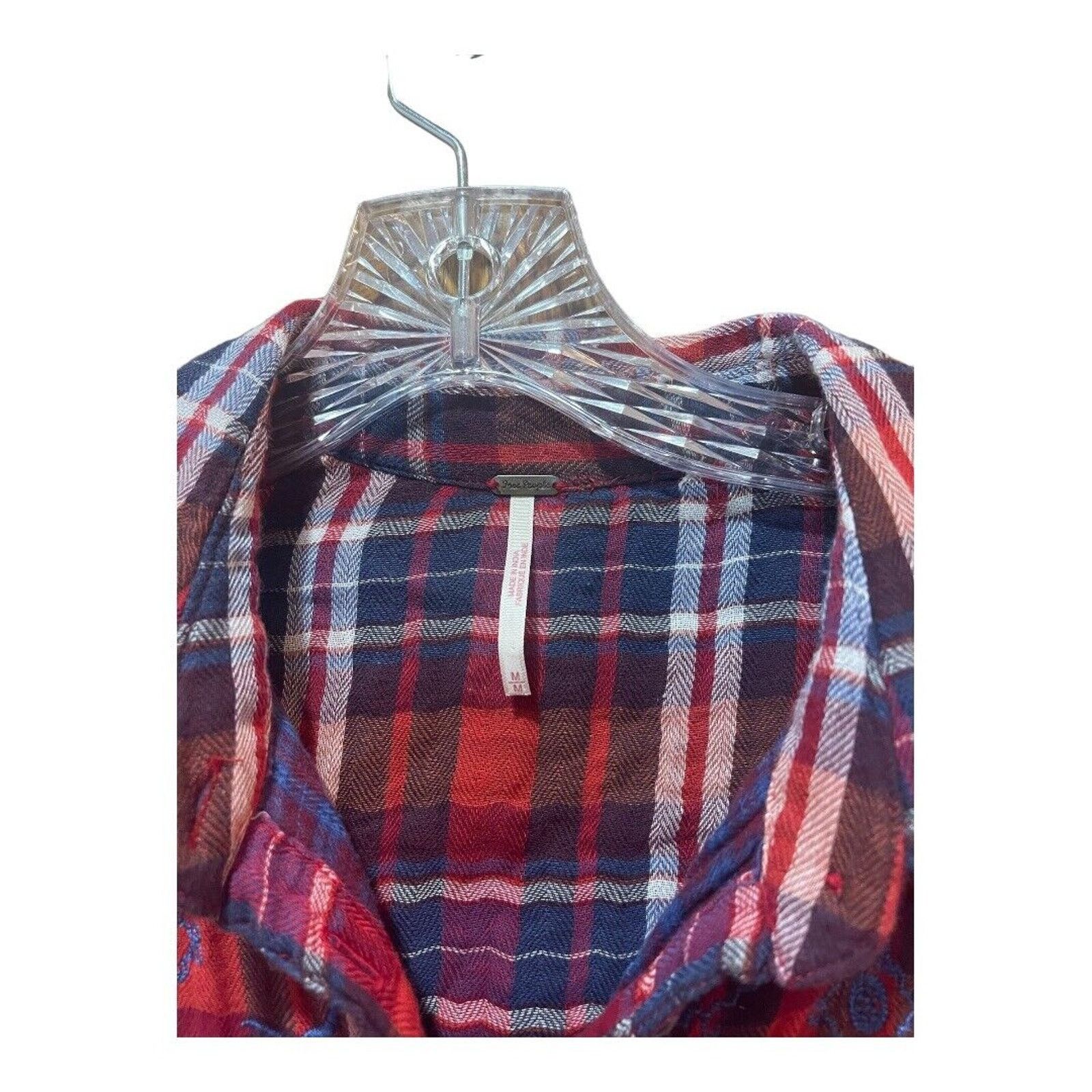Free People Free People Magical Plaid Embroidered Shirt Flannel Size M / US 6-8 / IT 42-44 - 4 Thumbnail