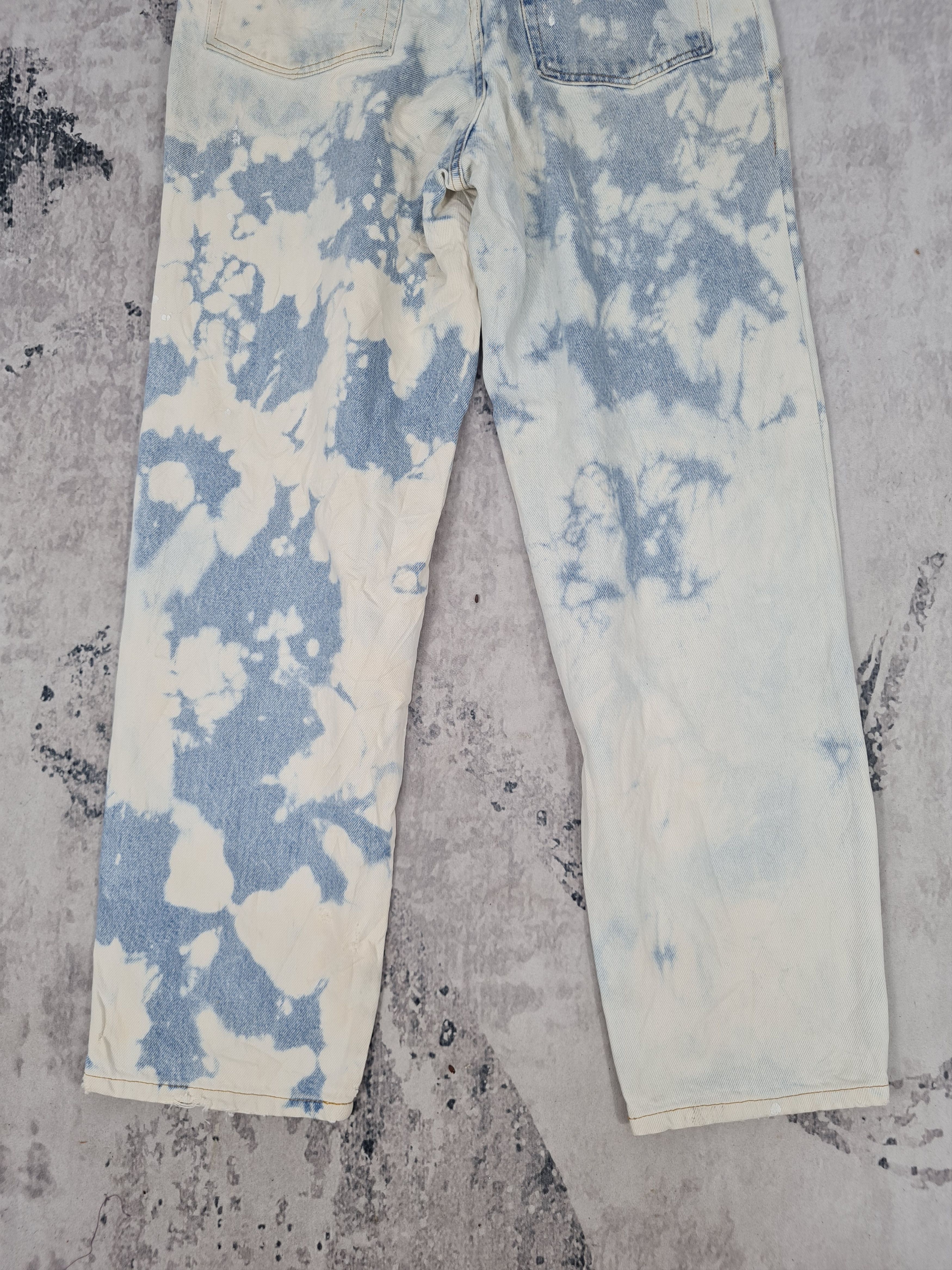 Japanese Brand BADGE DENIM Acid Wash Faded Ripped Jeans Size 32x30 JB0148 Size US 32 / EU 48 - 6 Thumbnail