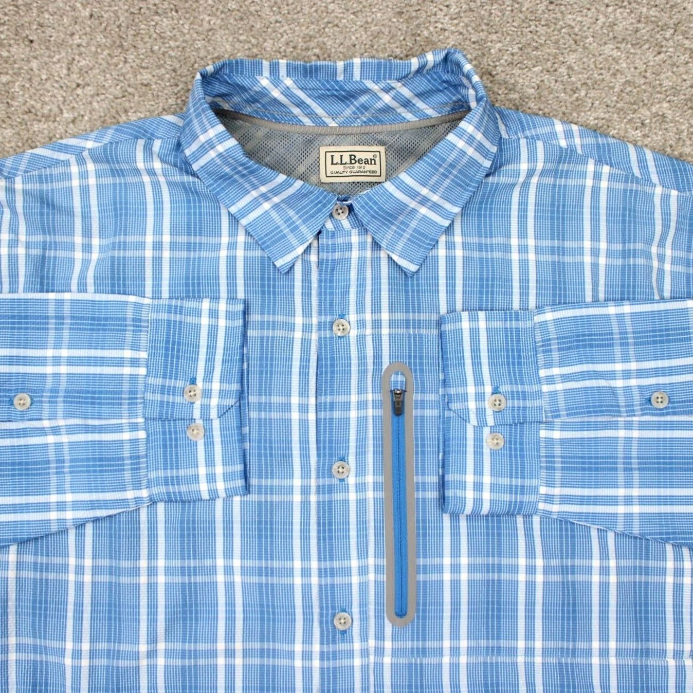Vintage L.L. Bean Seersucker Shirt Men XL Reg Blue/White Comfort Stretch L/S Button-Up Shirt Size US XL / EU 56 / 4 - 2 Thumbnail