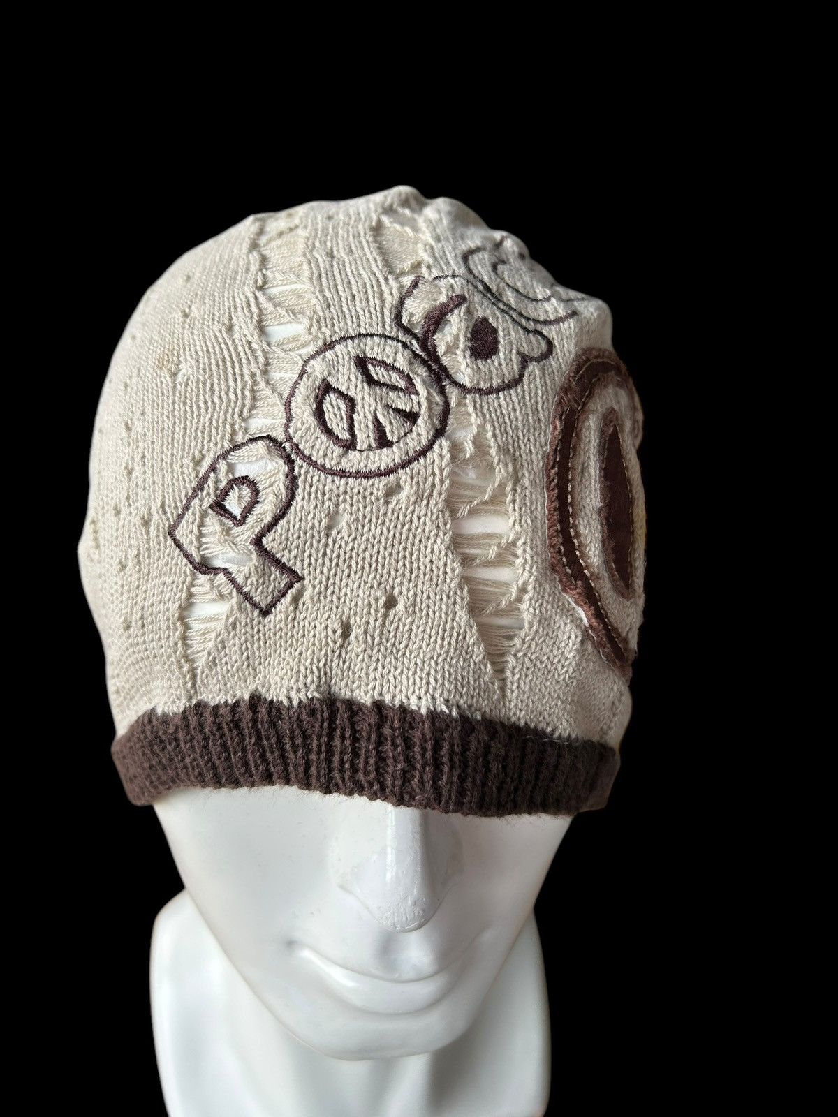 Japanese Brand × Kapital × Vintage Peace Distressed Punk Bondage Beanie Hats Rare ☠️☠️ Size ONE SIZE - 3 Thumbnail