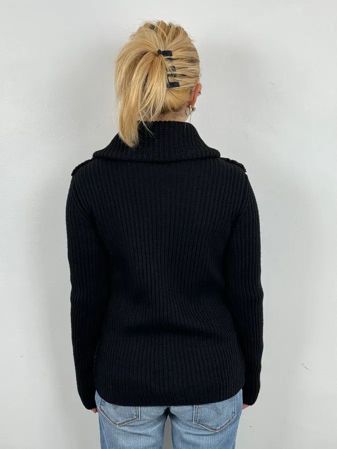 Prada AW2011 Prada Black Officer Wool Textured Knit Cardigan Sweater Size M / US 6-8 / IT 42-44 - 3 Thumbnail