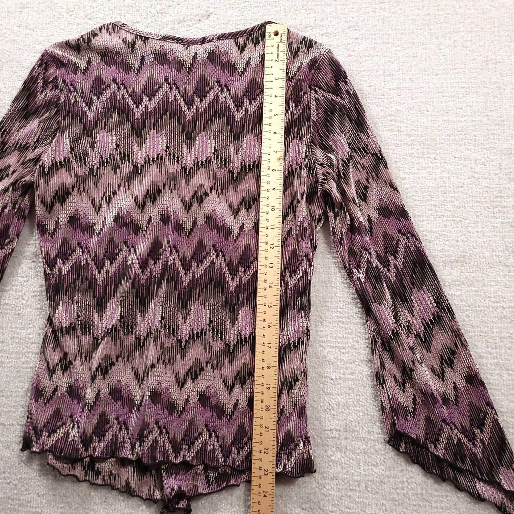 Vintage VINTAGE Dressbarn Blouse Womens Large Purple Black Geometric Keyhole Size L / US 10 / IT 46 - 4 Thumbnail