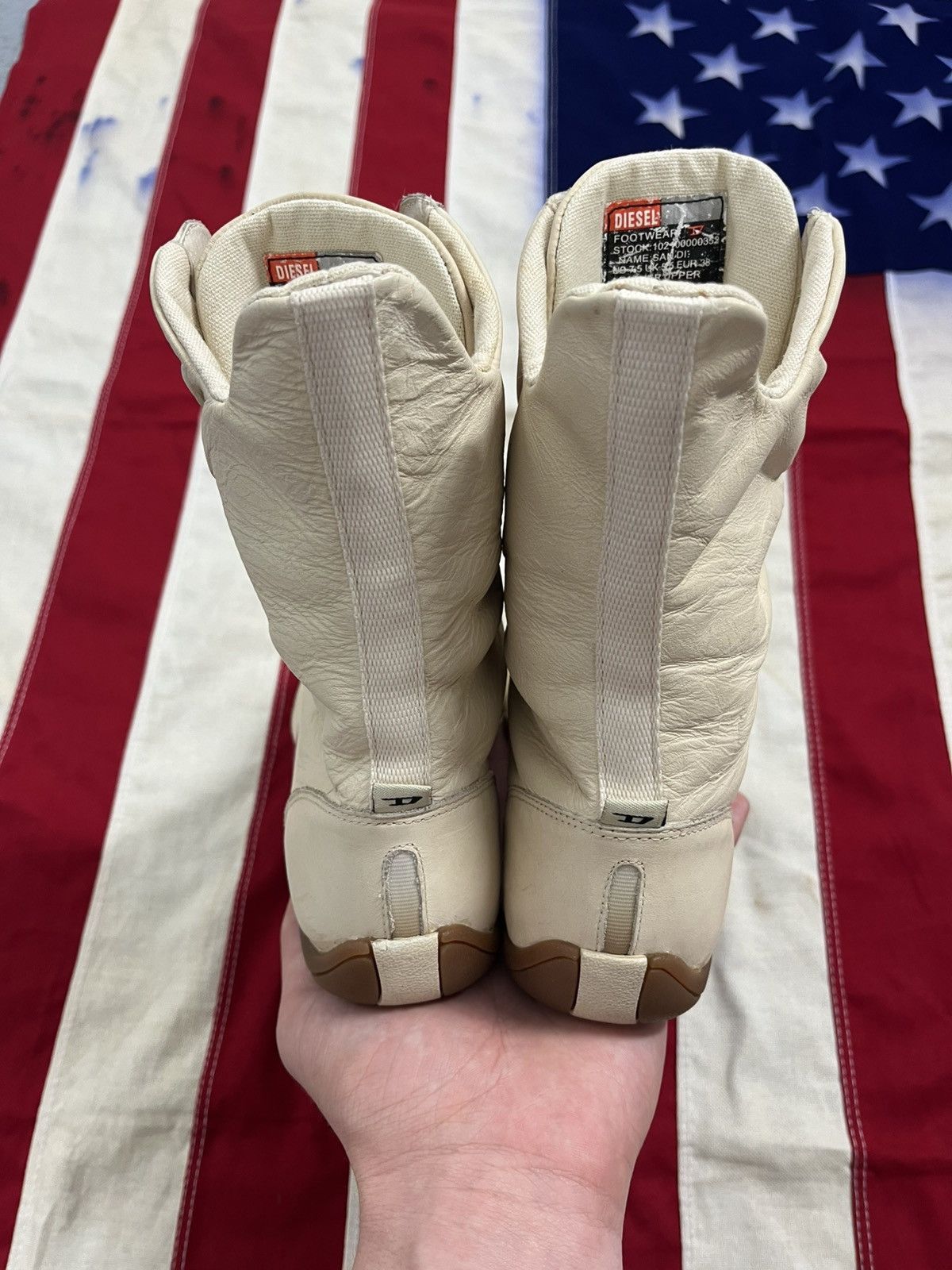 Diesel Archive Diesel wrestling/boxing boots in leather, dark cream Size US 8 / IT 38 - 4 Thumbnail