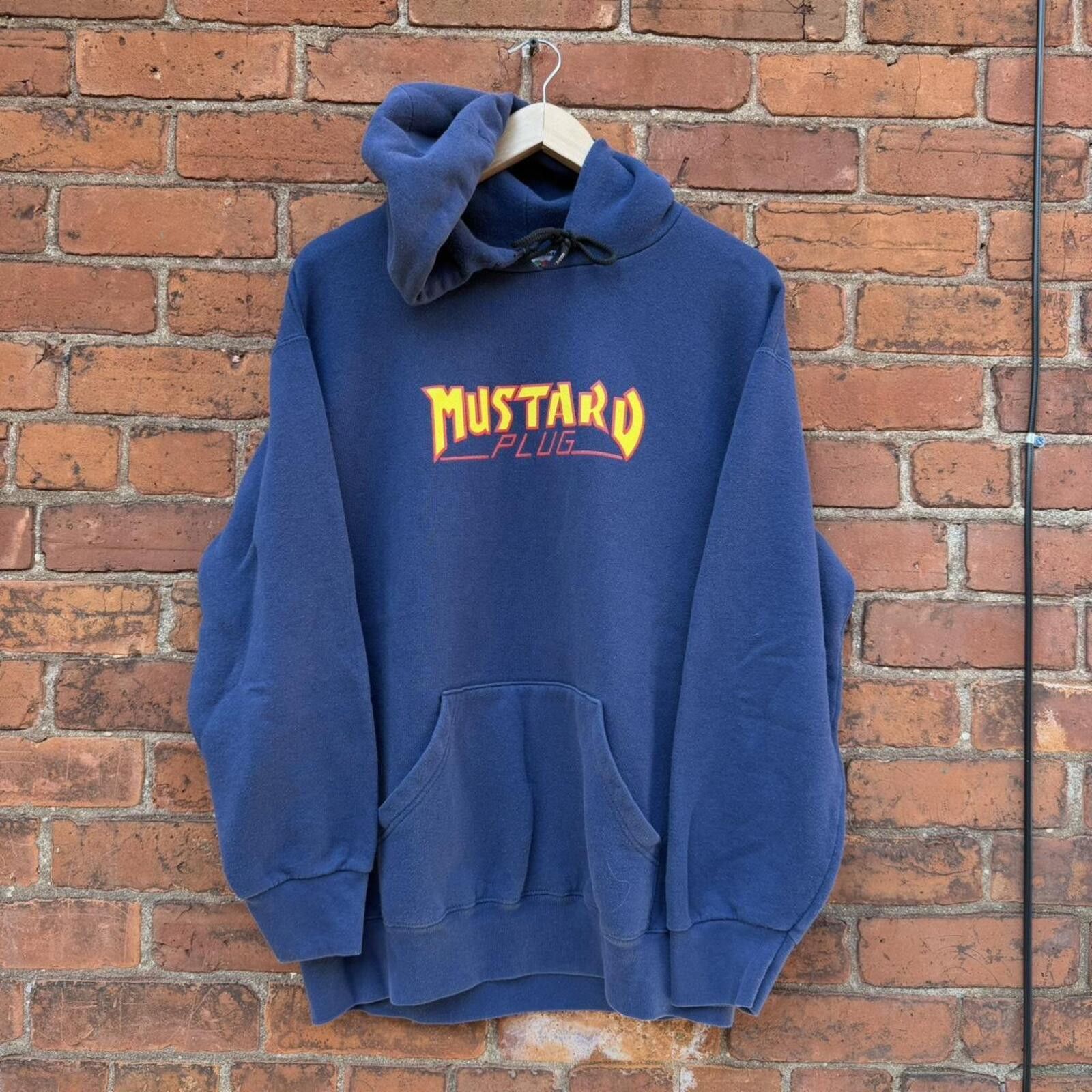 Fruit Of The Loom Vintage mustard plug thrasher rip hoodie 90s/00s L Size US L / EU 52-54 / 3 - 1 Thumbnail