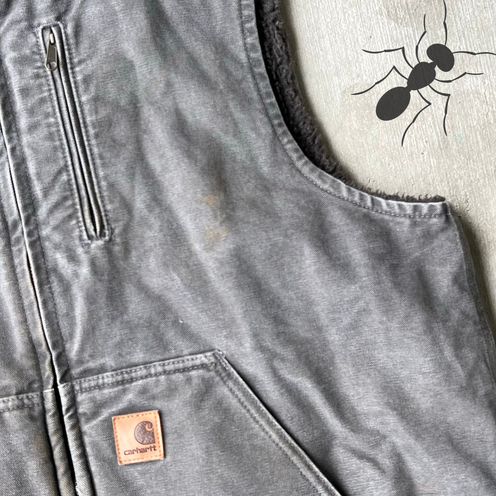 Carhartt × Vintage Carhartt V33 GVL gray sherpa lined work wear vest Size US L / EU 52-54 / 3 - 7 Thumbnail