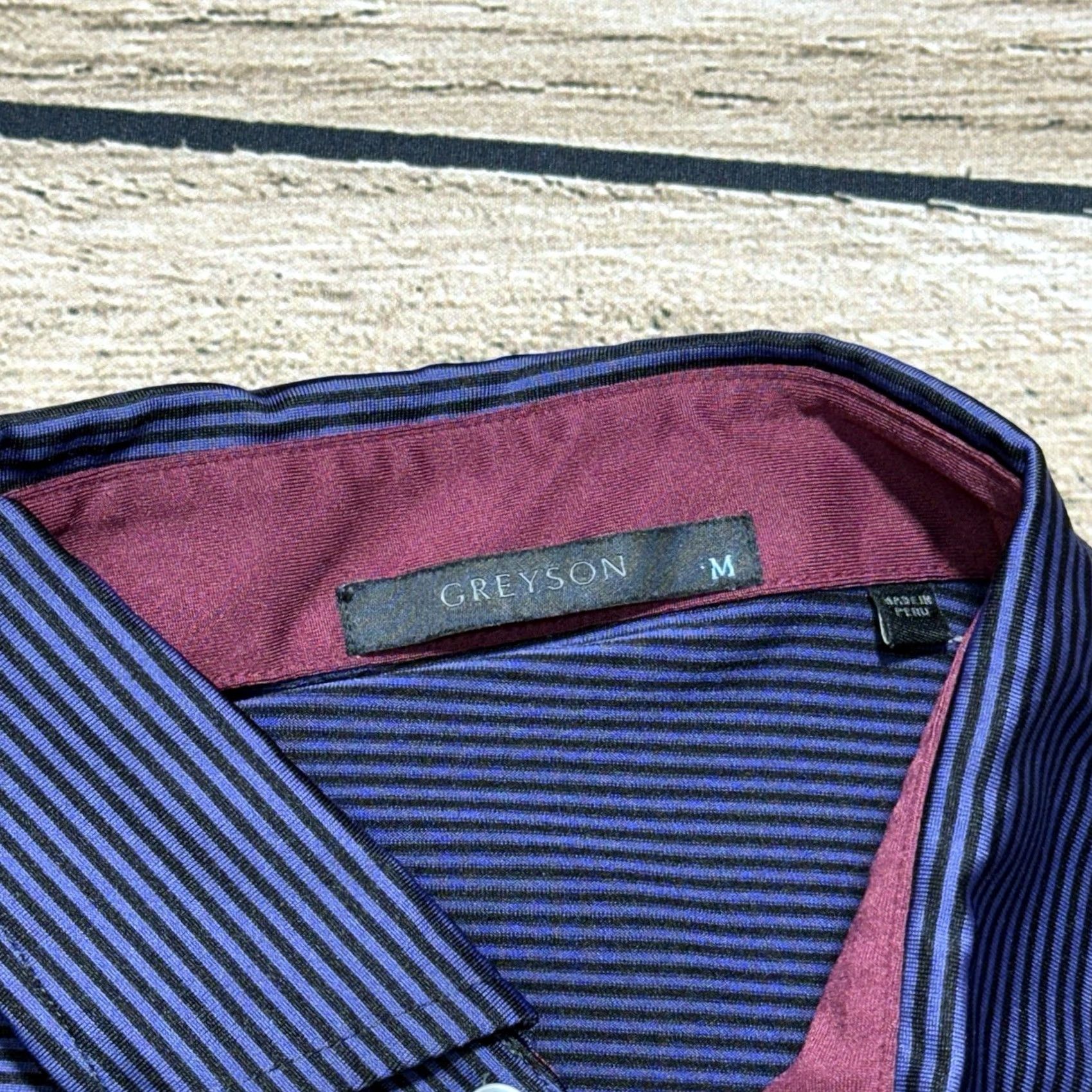 Vintage Greyson Polo Shirt Mens Medium Blue Striped Wolf Logo Golf Club Stretch Shirt Size US M / EU 48-50 / 2 - 4 Thumbnail