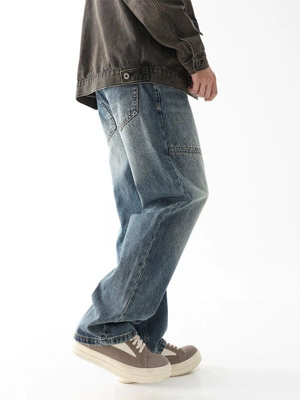 Jean American distressed patchwork straight loose versatile jeans Size US 32 / EU 48 - 4 Thumbnail