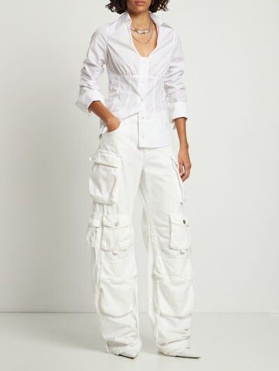 Saks Potts o1s22i1n0924 Clark Poplin Shirt in White Size L / US 10 / IT 46 - 2 Thumbnail