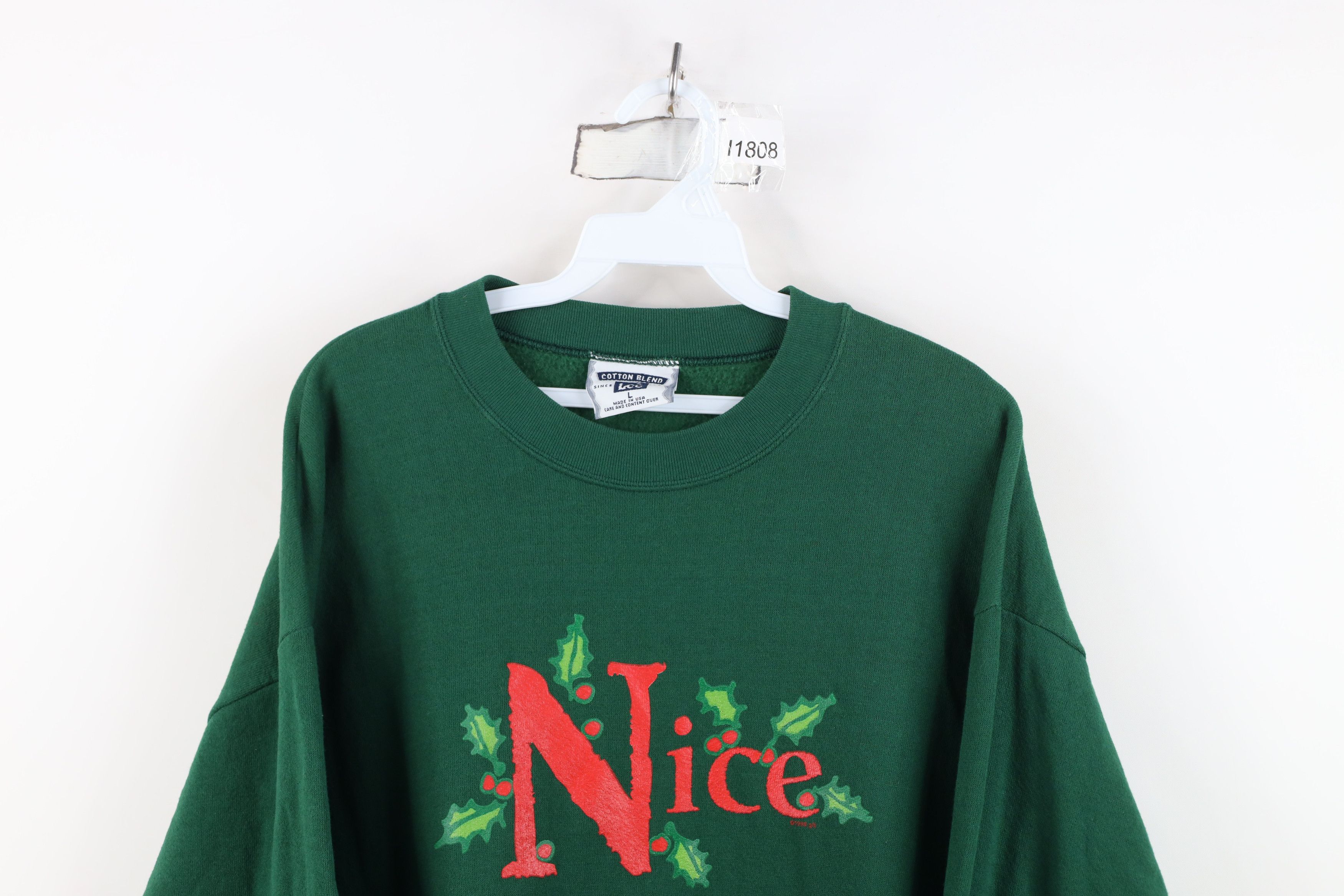 Vintage Vintage 90s Streetwear Christmas Nice Mistletoe Sweatshirt Size L / US 10 / IT 46 - 2 Thumbnail