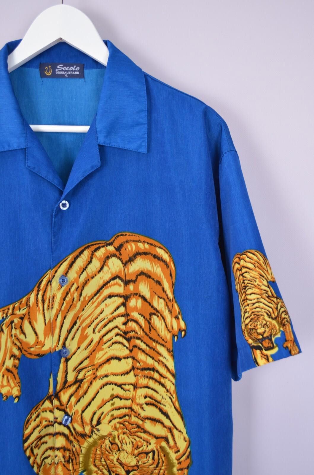 Designer Vintage Anime Lion Tiger Japanese Blue Shirt Size XL AOP 90s Size US XL / EU 56 / 4 - 3 Thumbnail
