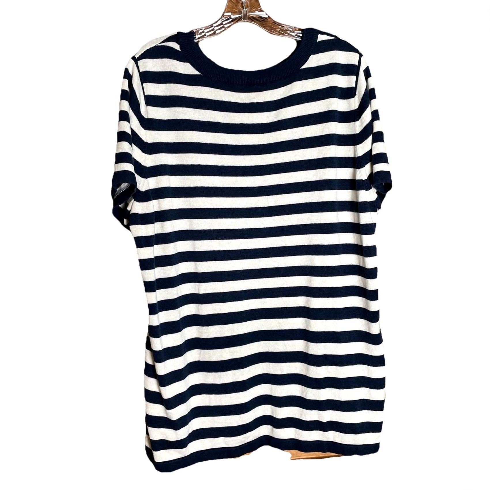 Quacker Factory VINTAGE Quacker Factory Sweater Shirt Womens XL Blue Striped Sailor Nautical Sequin Everyday Pullover Size XL / US 12-14 / IT 48-50 - 4 Thumbnail