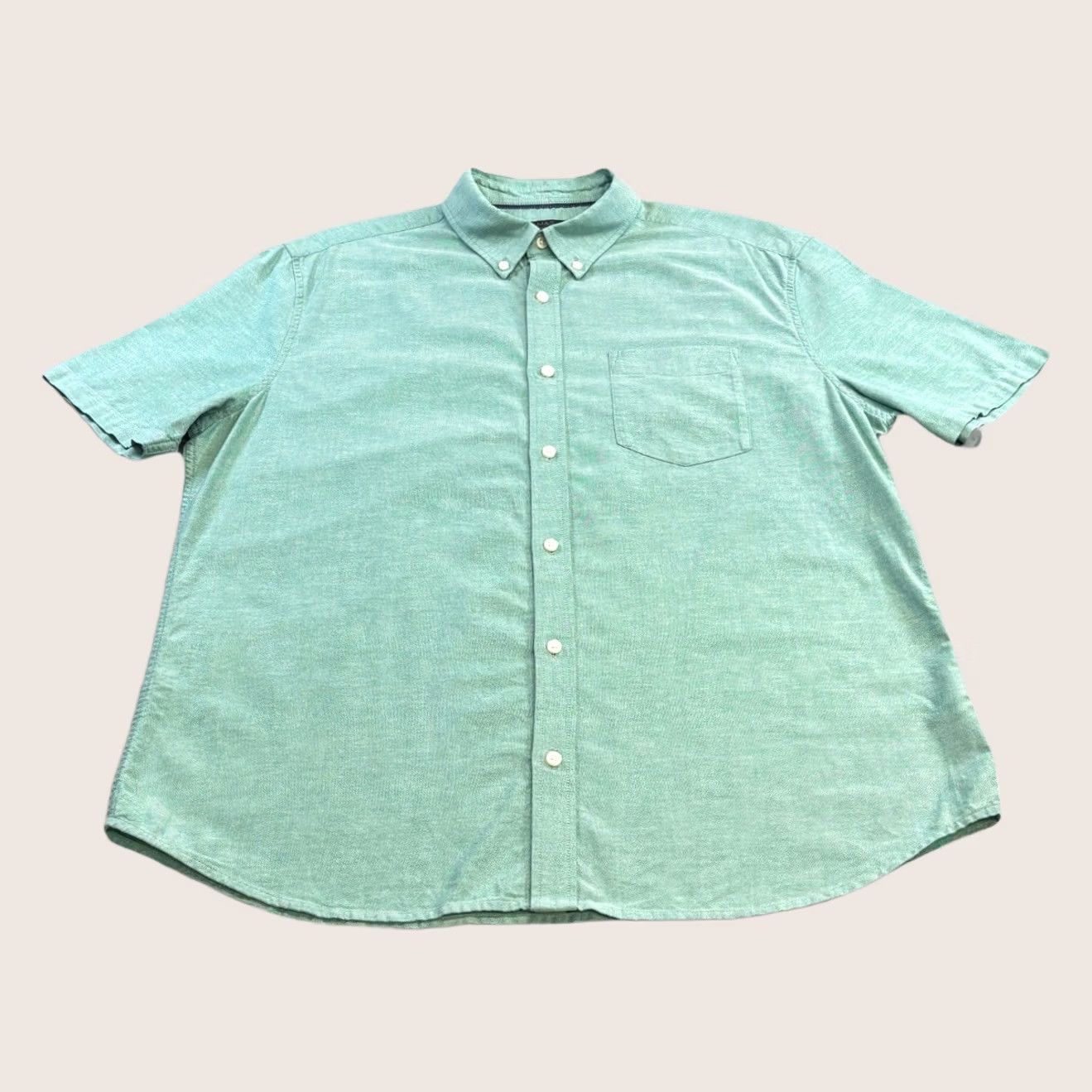 Marks & Spencer M&S Shirt Large Mens Sea Green Button-Down Short Sleeve Chest Pocket Vgc Summer Size US L / EU 52-54 / 3 - 1 Thumbnail