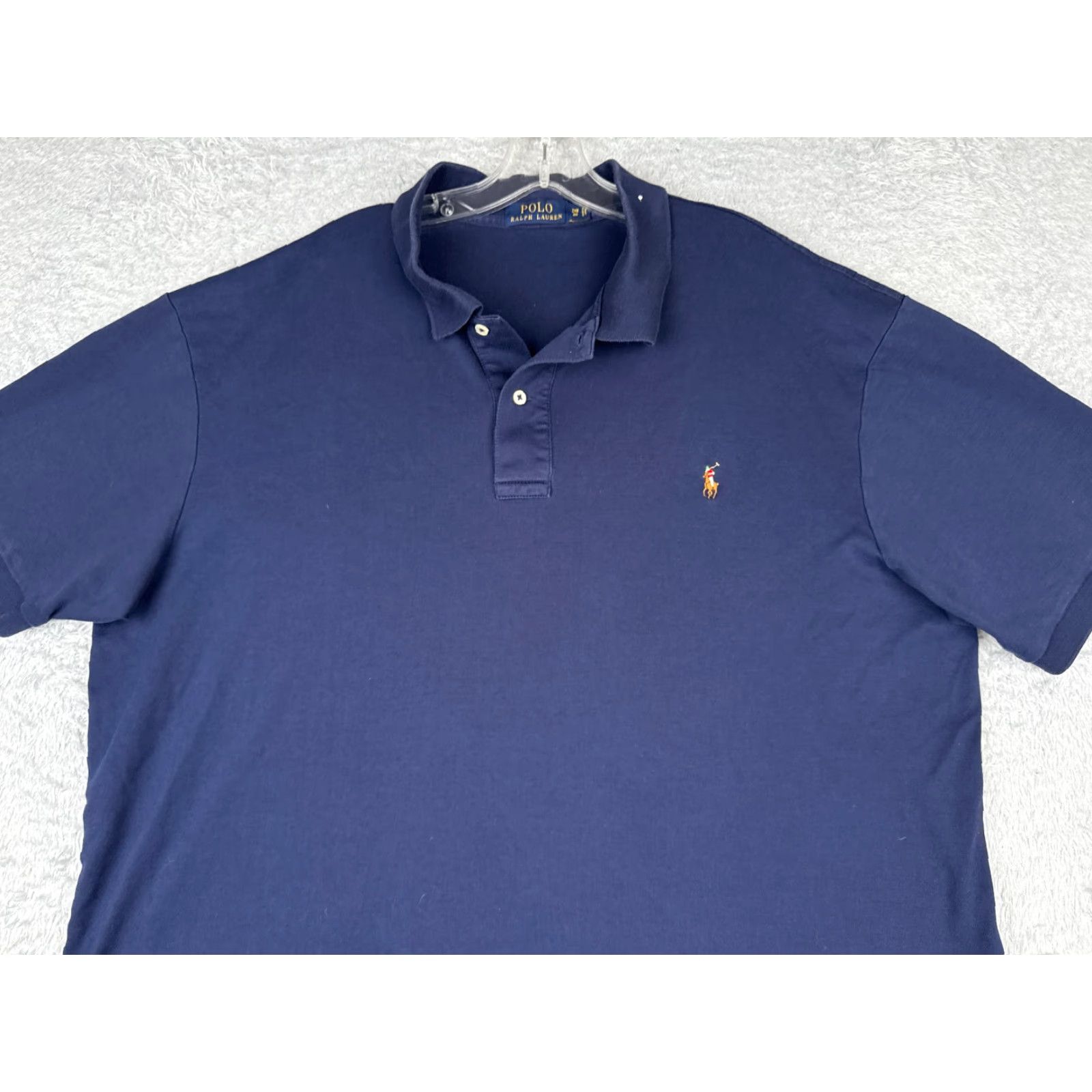 Ralph Lauren VINTAGE Ralph Lauren Polo Shirt Adult 2XL Blue 100% Cotton Jersey Short Sleeve Polo Shirt Regular Mens Size US XXL / EU 58 / 5 - 4 Thumbnail