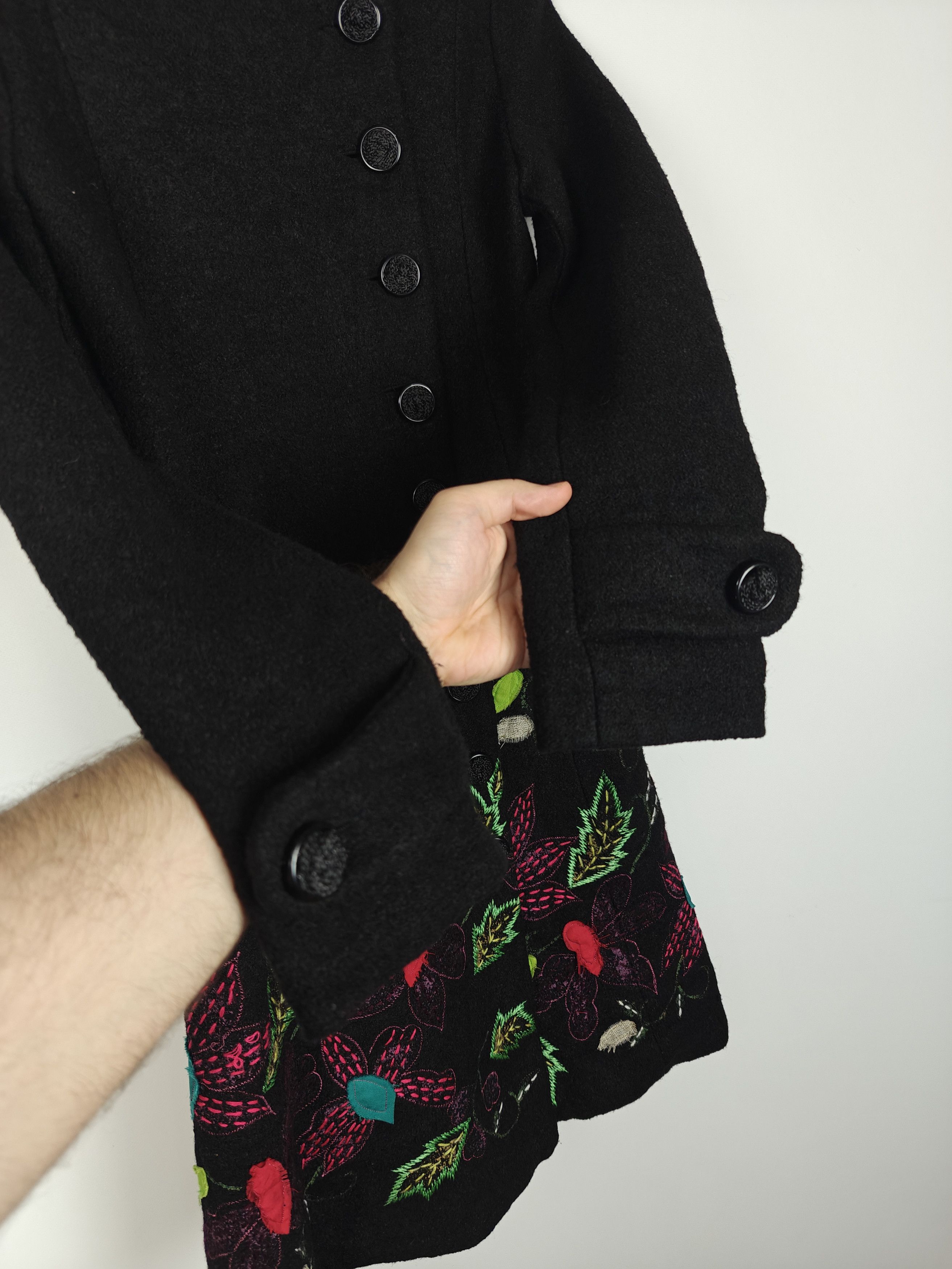 Desigual Desigual Coat Jacket Button Floral Black size 36 Size S / US 4 / IT 40 - 6 Thumbnail