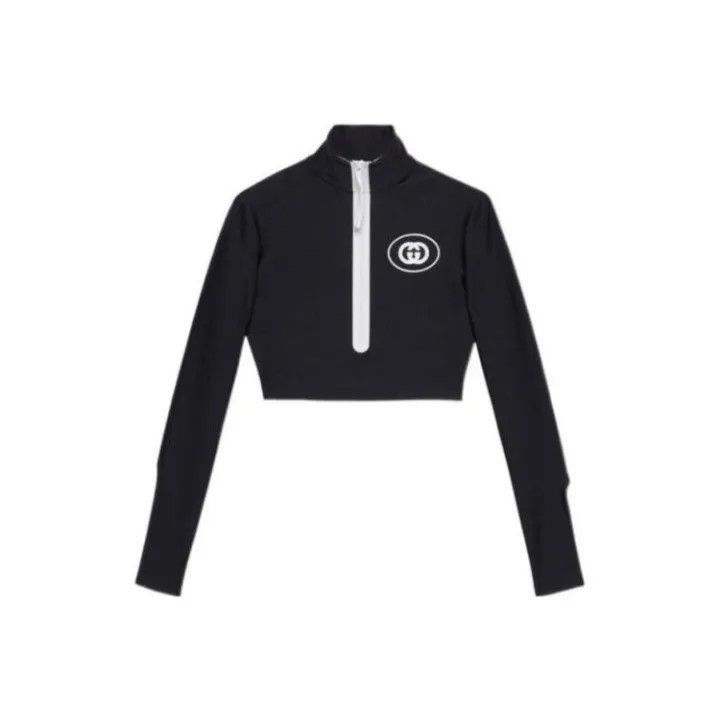 Gucci Gucci FW22 Logo Print Zip Crop Top-2507 Size XXS / US 00 / IT 34 - 1 Thumbnail