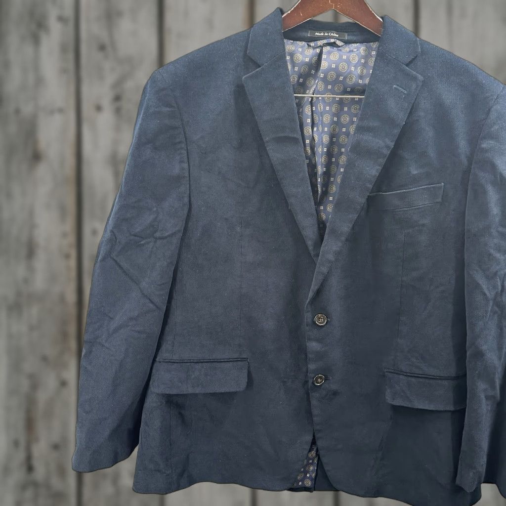 Lauren Ralph Lauren Blazer Jacket Mens 43R Navy Corduroy Elbow Patch Preppy Polo Shirt