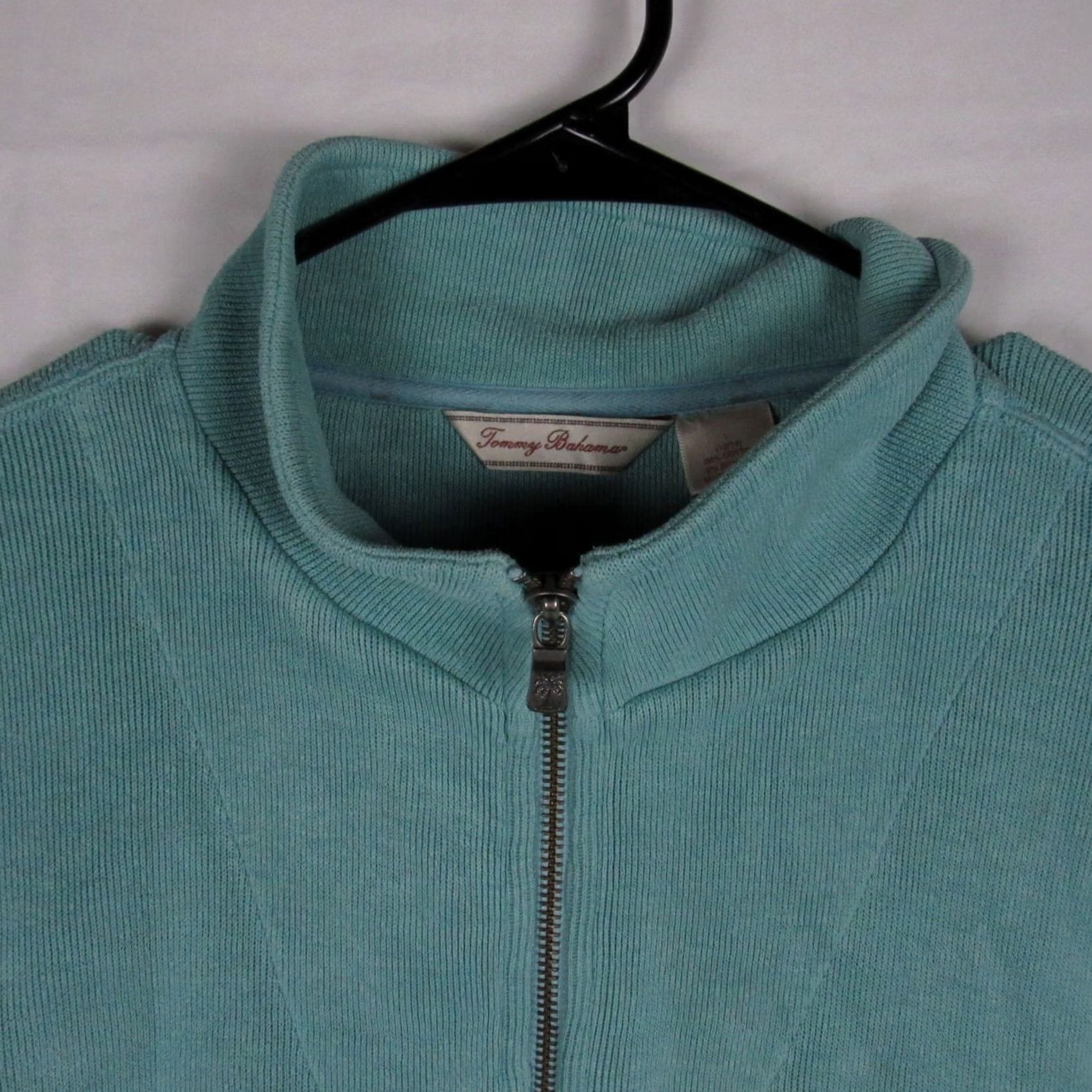 Tommy Bahama Tommy Bahama Men’s Quarter Zip Pullover Sweater Blue Teal Cotton Blend Solid Tight-Knit Long Sleeve Casual Regular Fit 1/4 Zip Size US L / EU 52-54 / 3 - 3 Thumbnail